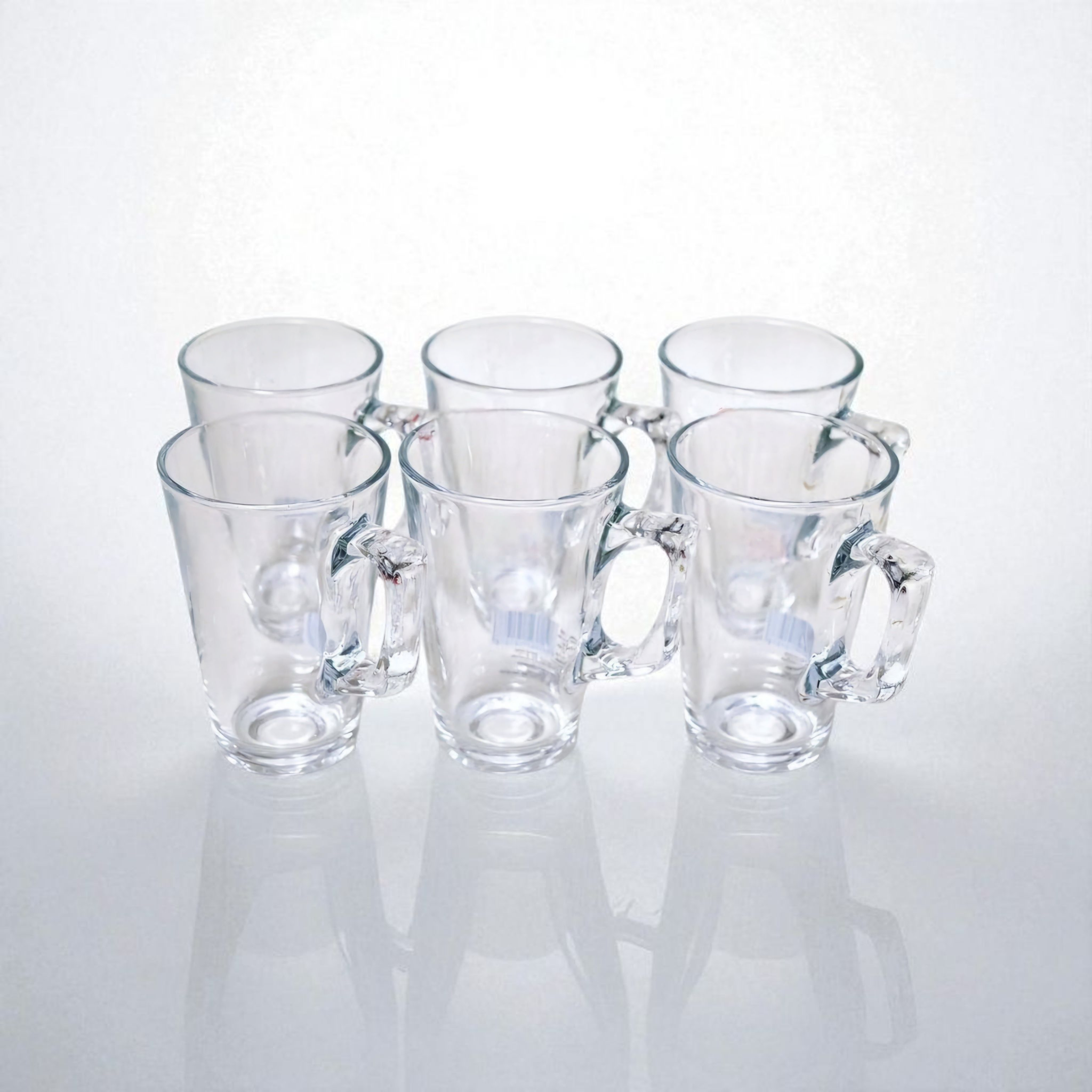 Glass Latte Coffee Mug 220ml V-Shaped 7x11cm 6pack