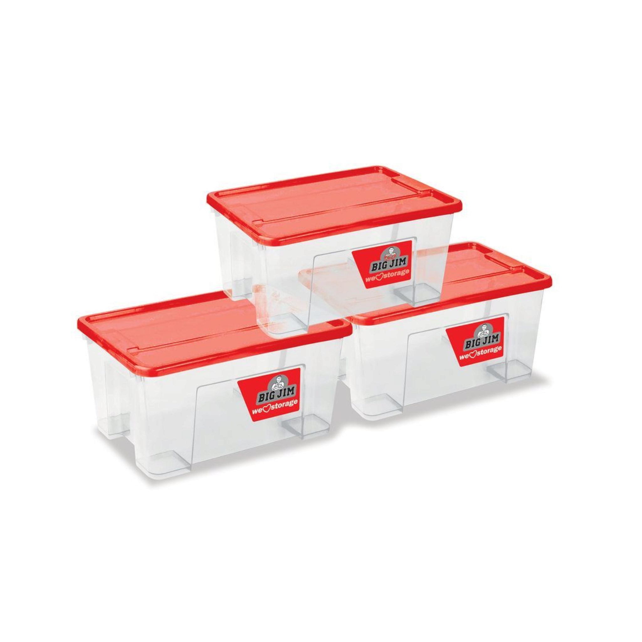 Big Jim 13L Plastic Storage Box 3pc Set Utility Container Alpha Red JO0590-RE