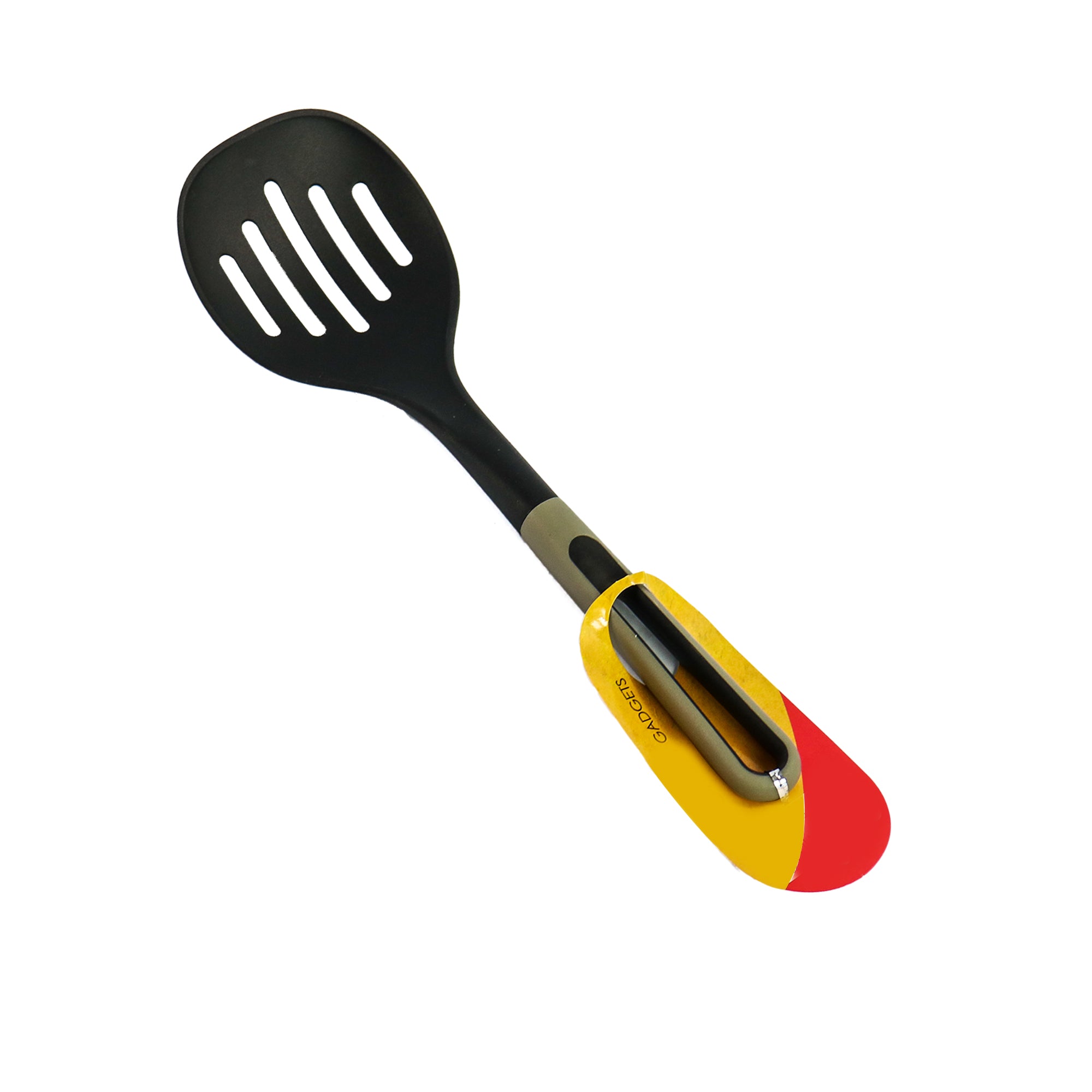 Nylon Serving Spoon Slotted Black Handle Silica Gel  Tableware
