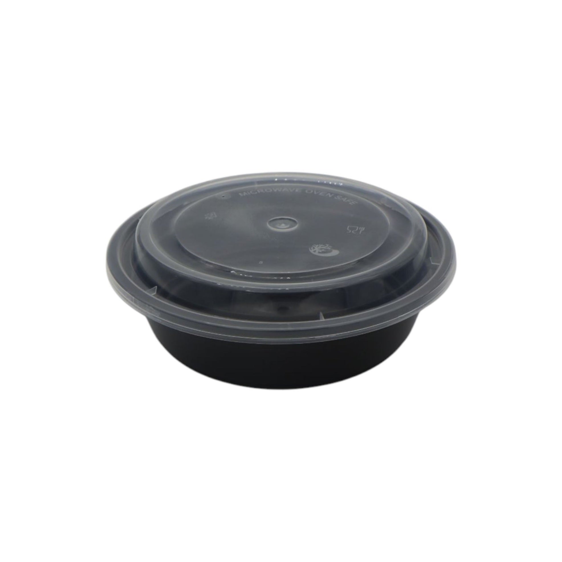 Microwavable Takeaway Food Bowl 17.5x4cm - Black Base Round PP Plastic Container Lunch Box with Lid Biodegradable Eco Friendly 10pack