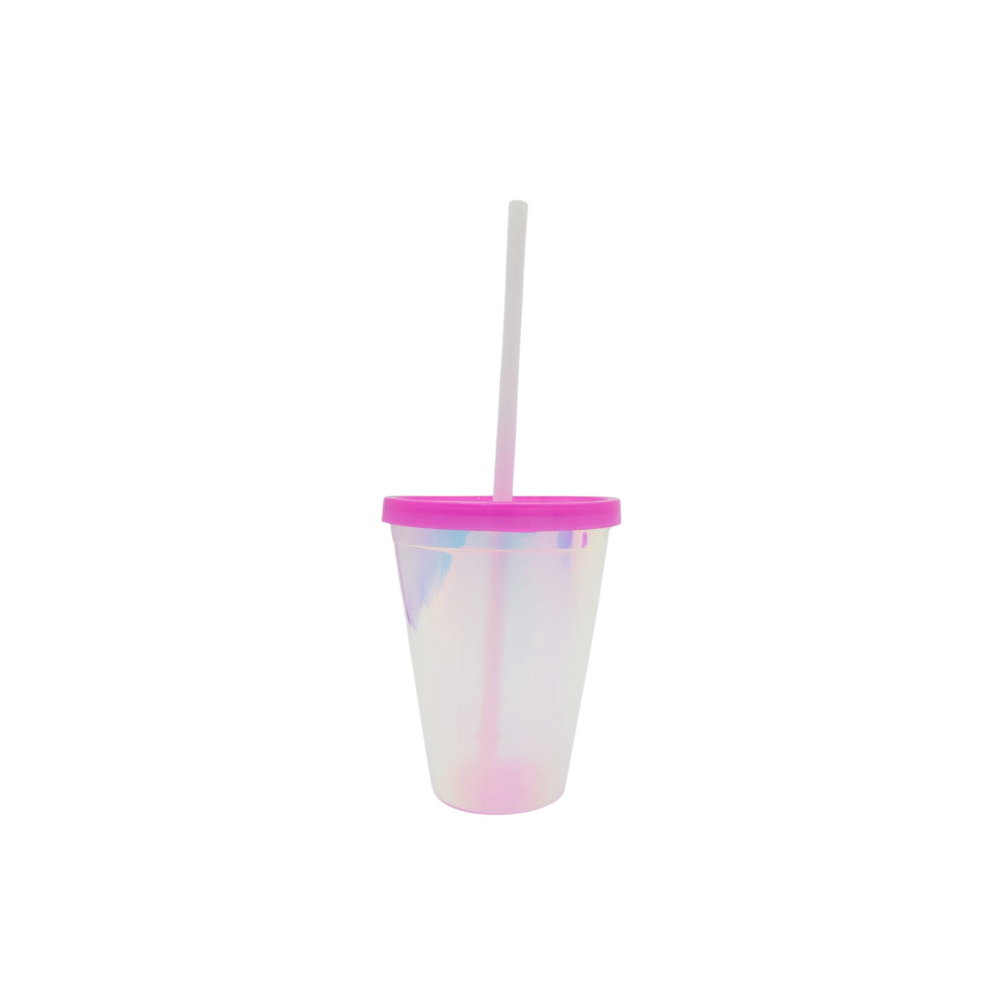 420ml  Hologrpahic Drinking Cup Tumbler with Colour Lid & Straw