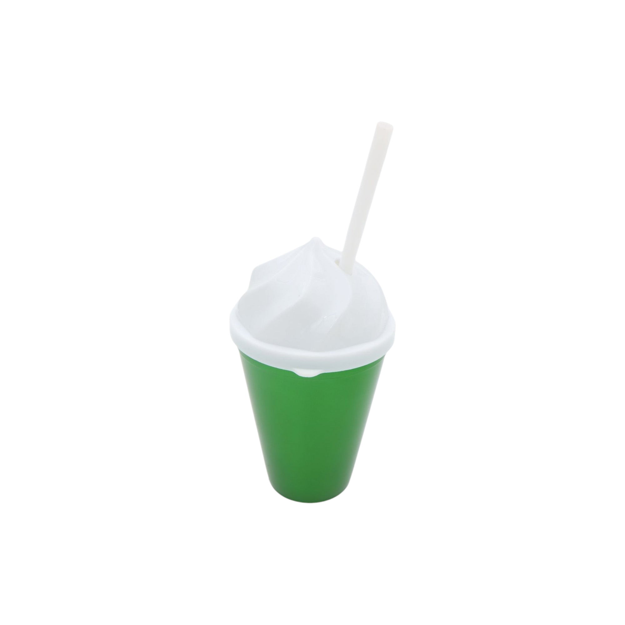420ml Plastic Smoothie Drinking Tumbler with Ice Cream Shaped Dome Lid & Straw
