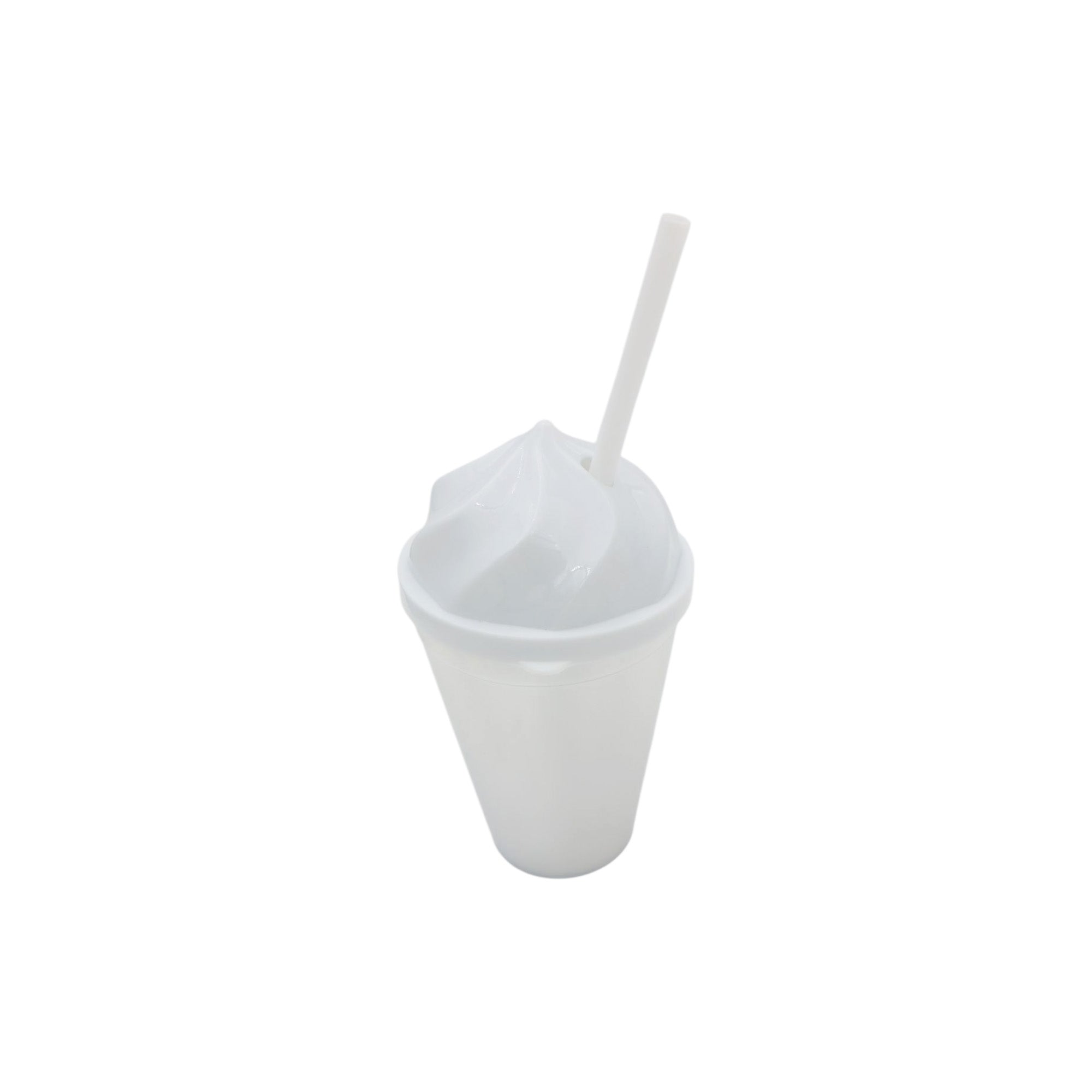 420ml Plastic Smoothie Drinking Tumbler with Ice Cream Shaped Dome Lid & Straw