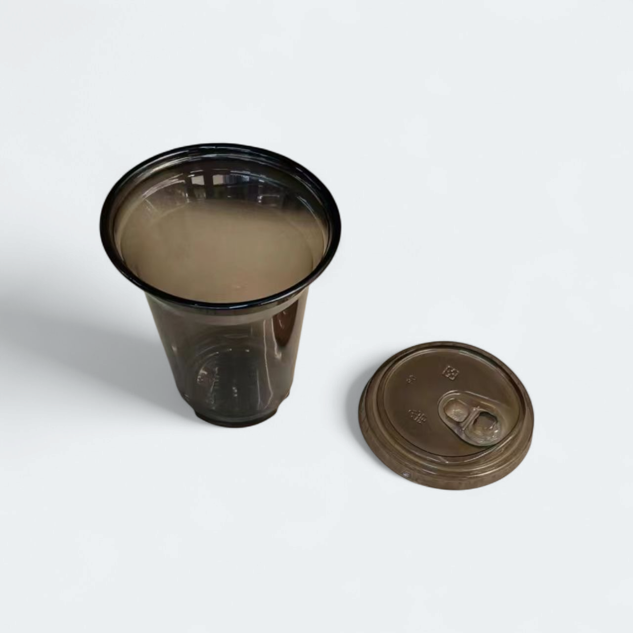 Disposable Sippy Coffee Cup Transparent PLA Black 10x10.5cm with Lid 10pack