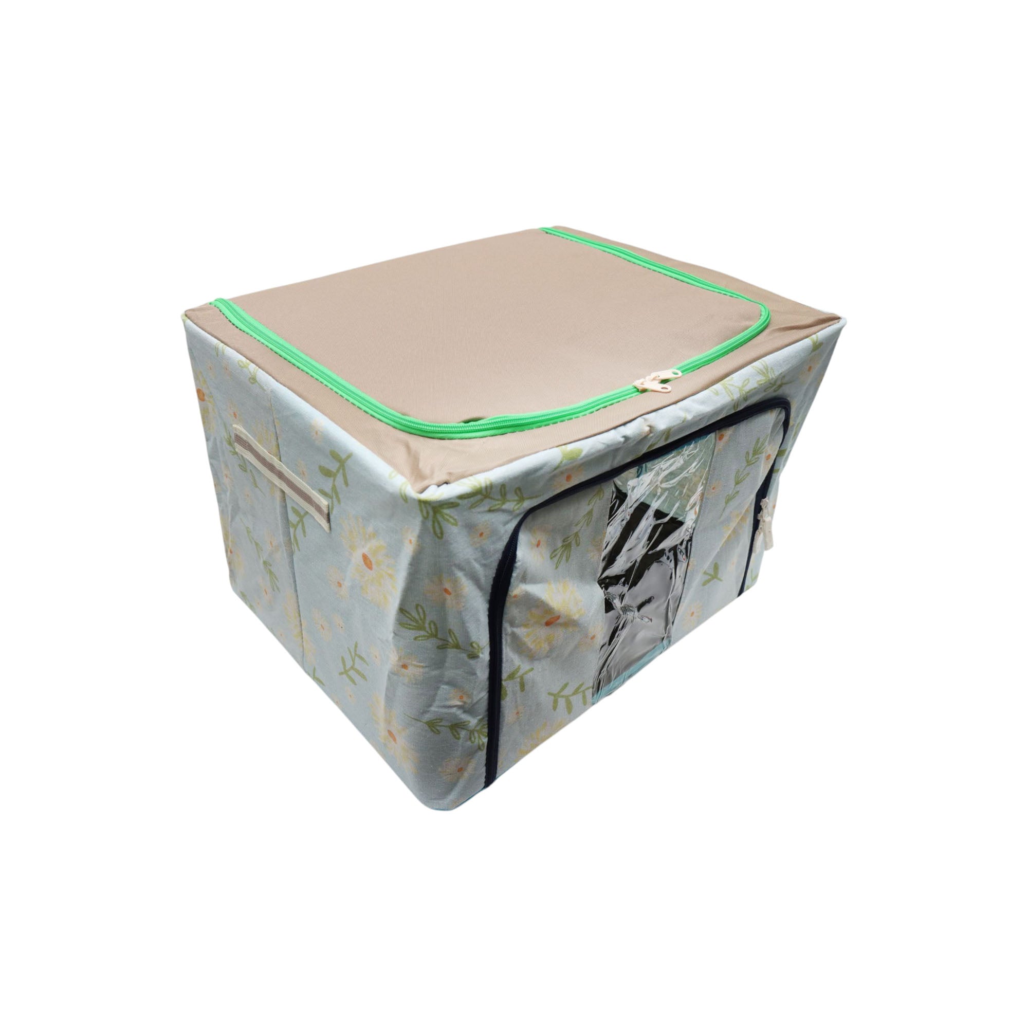 Wardrobe Storage Organiser Box Oxford Material 50x40x33cm Zipper Lid with See-Through Front Panel