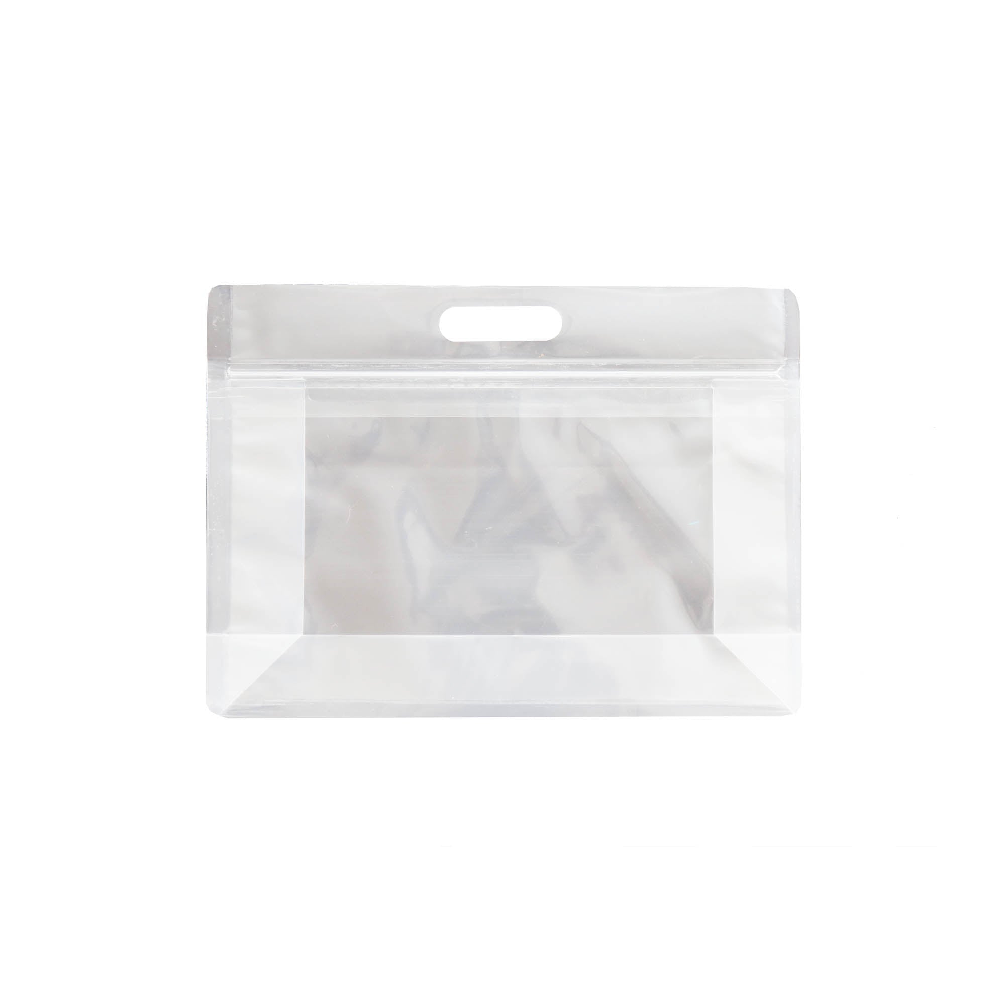 Food Grade Zip Lock Stand-Up Carry Pouch Plastic Bags - Octagon Landscape Transparent with Handle Flat Bottom Gusset 10pack Resealable