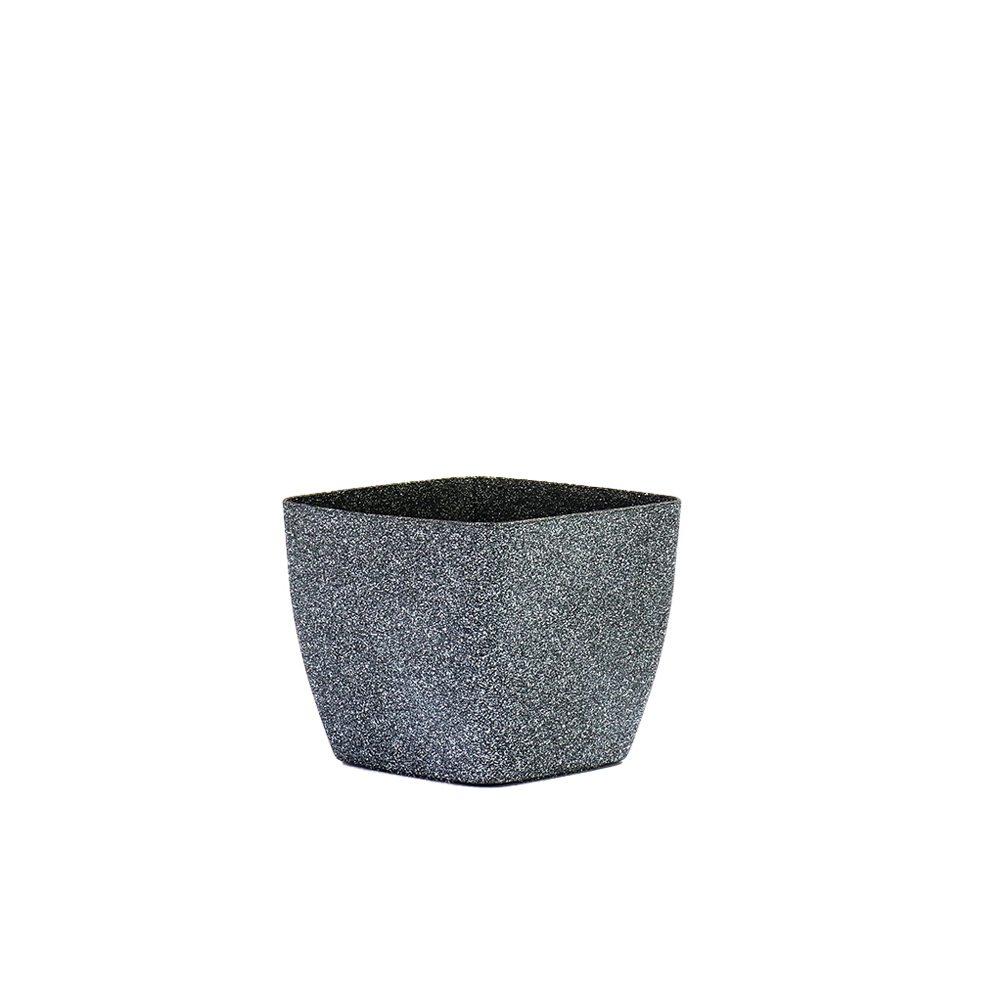 Plastic Flower Vase Planter Pot Medium Square - Marble Grey-Black 483