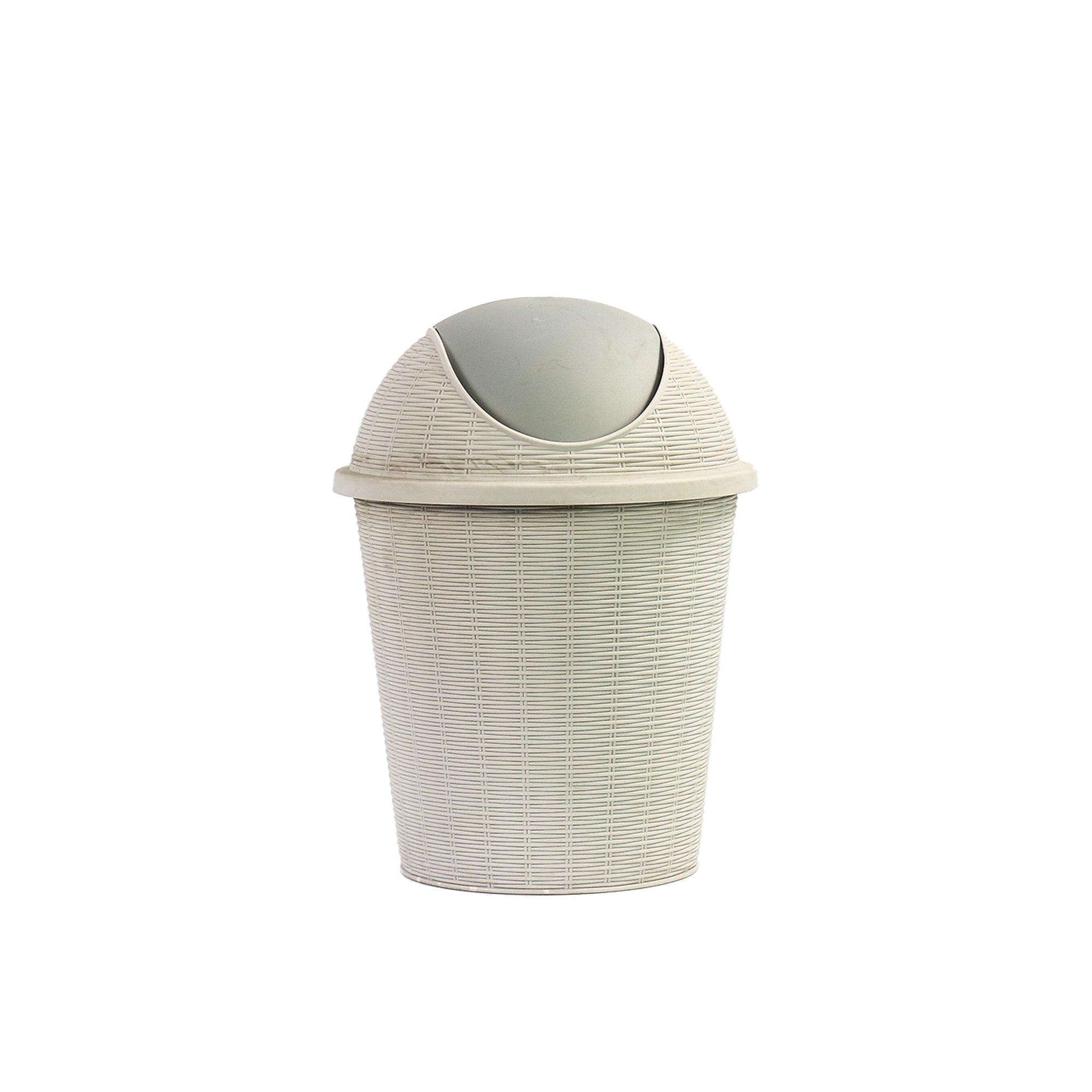 Plastic Office/Kitchen Wastepaper Dustbin Flip Top  Round Cream Bin 492