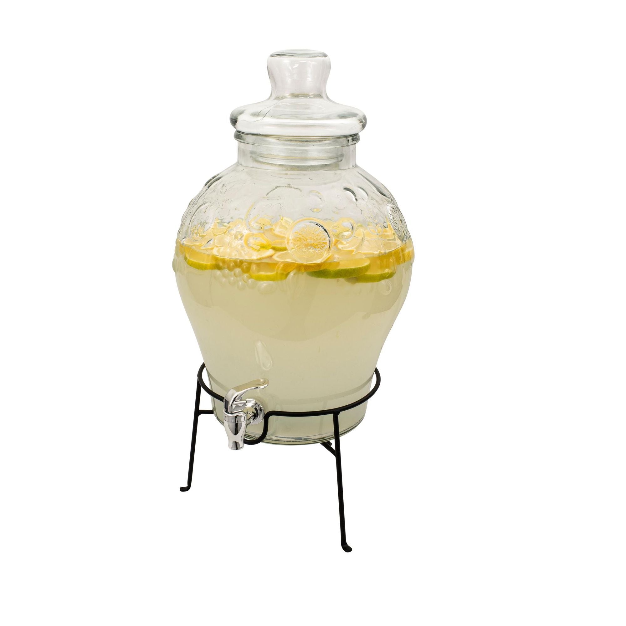 Beverage Dispenser 5L Embossed Glass with Stand 539