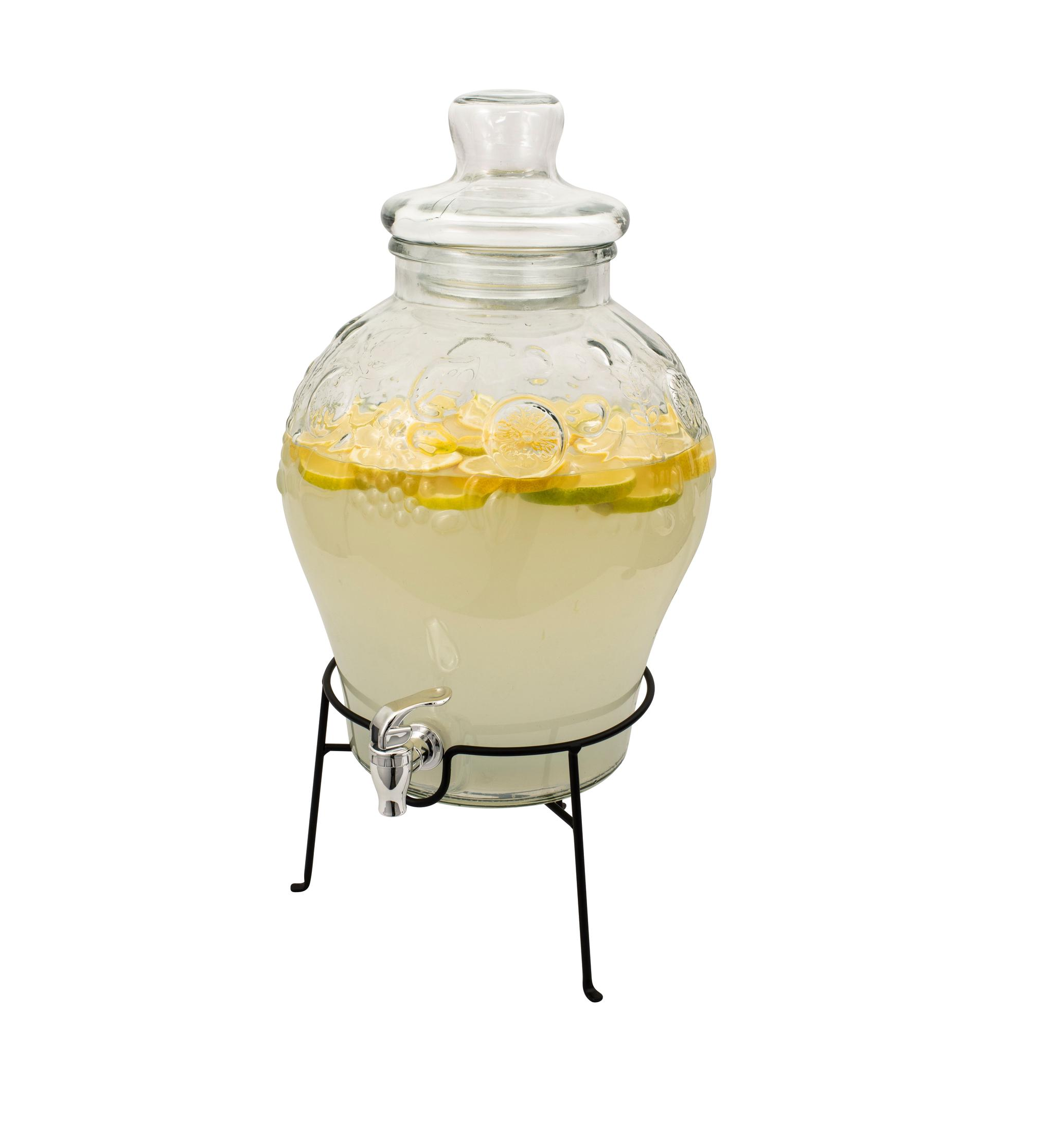 Beverage Dispenser 5L Embossed Glass with Stand 539