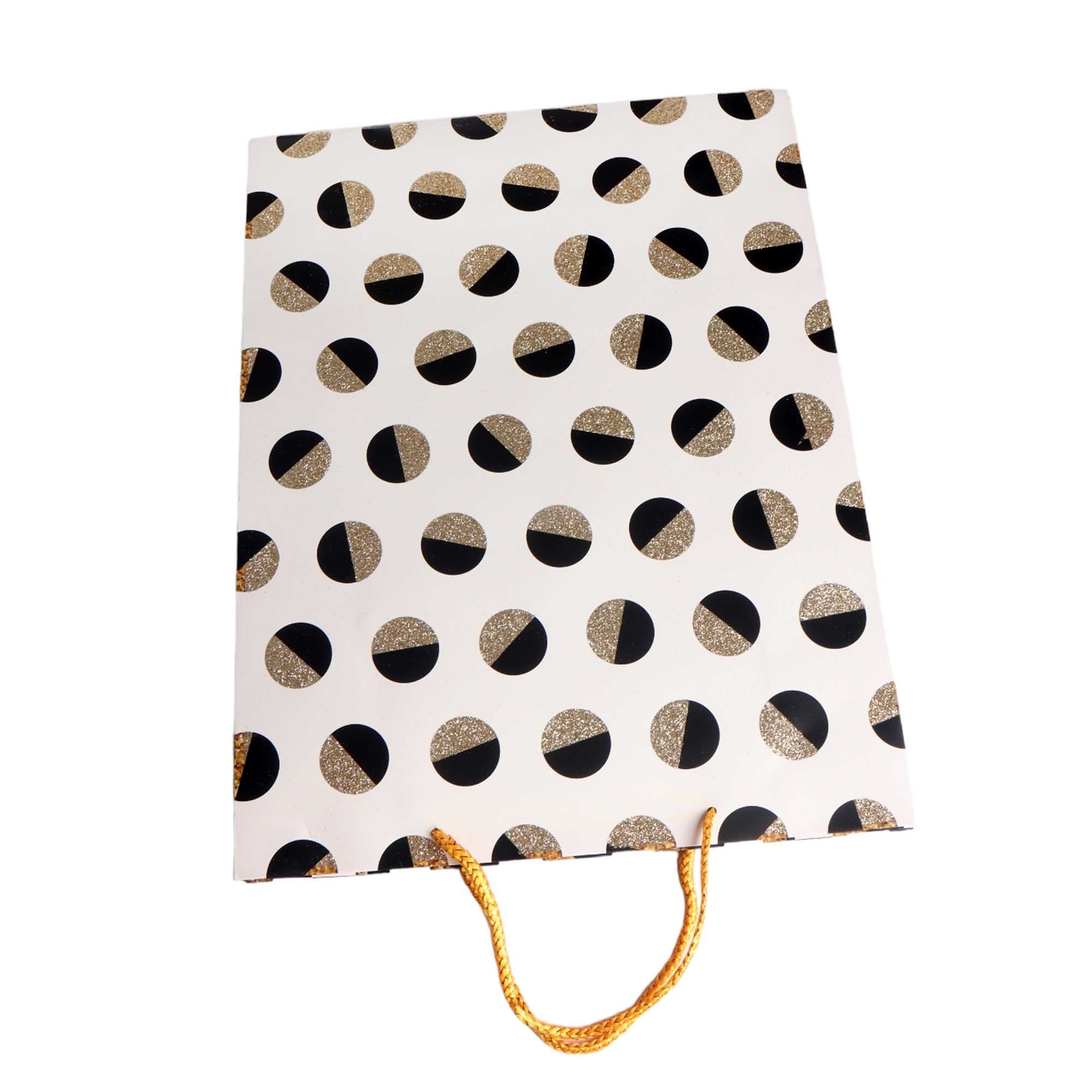 Gift Paper Bag Tinsel Black Gold 18x23cm Mini