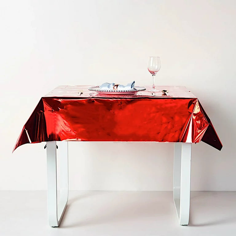 Metallic Plastic Table Cover 137x183cm Rectangular