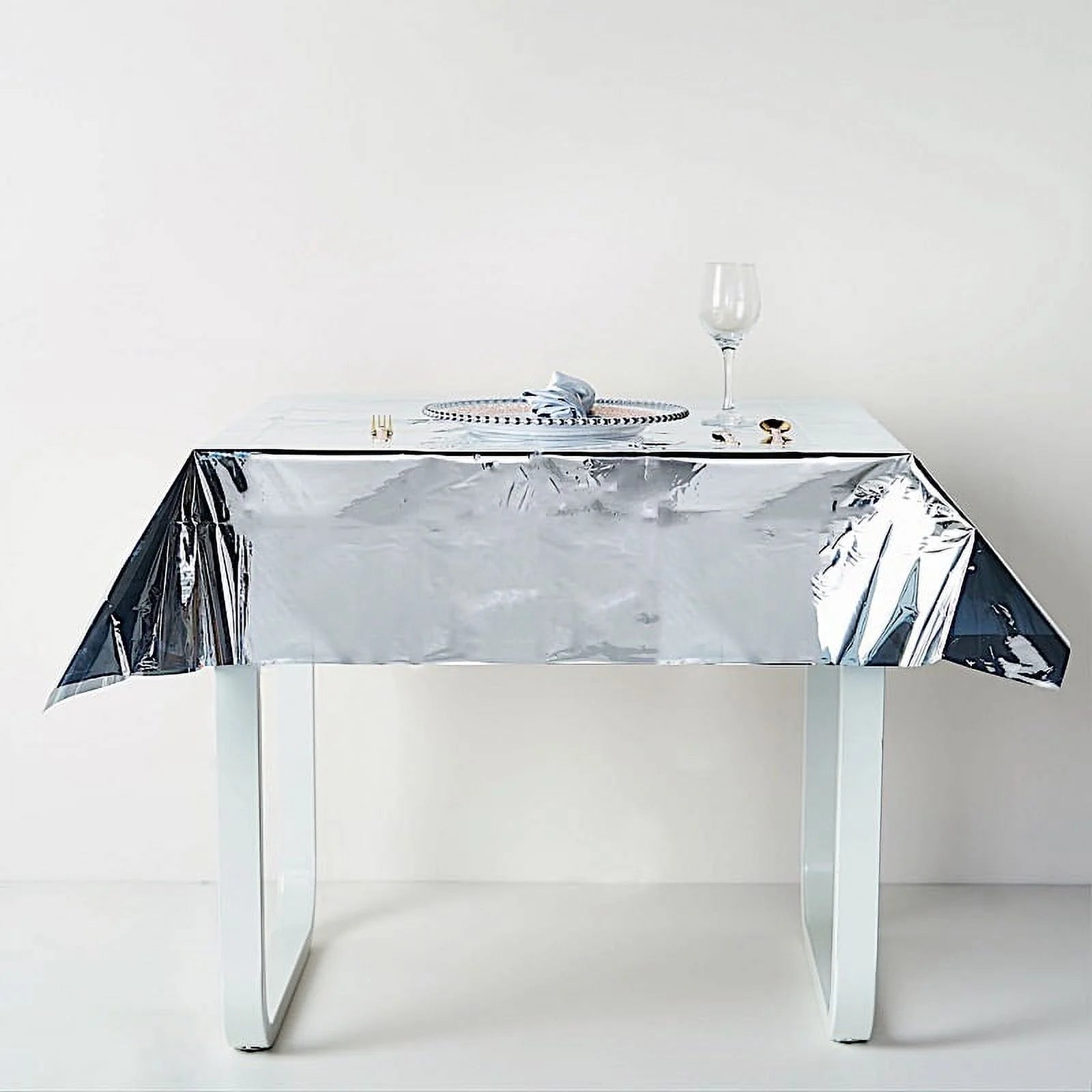 Metallic Plastic Table Cover 137x183cm Rectangular