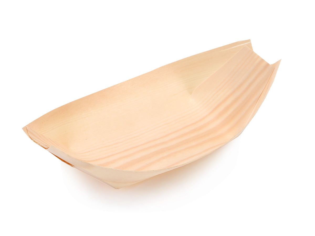 Regent Bamboo Serving Boat Tray Disposable 190x100mm 20pack 35116
