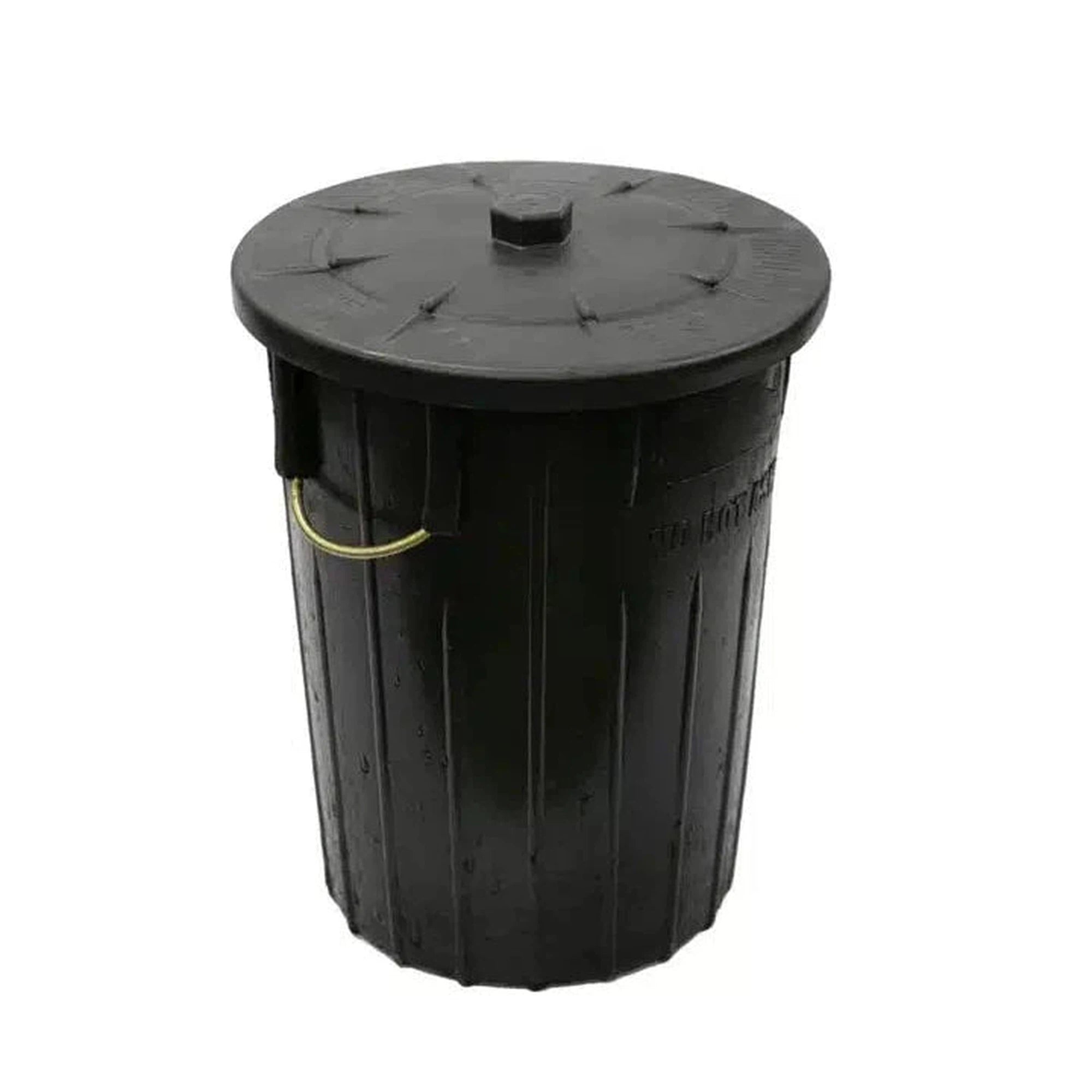 90L Refuse Rubber Bin Black with Lid - No Hot Ash Rubber Bin