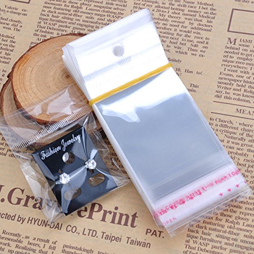 Polyprop Cellophane Selfseal Bags 8x28cm Punch Hanging Hole 100pack