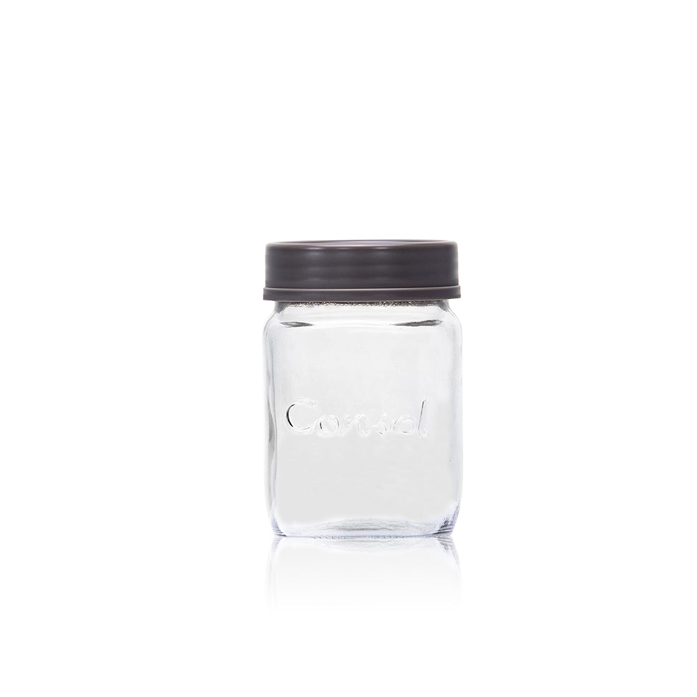 Consol 250ml Glass Jar with Assorted Colour Lid 10149