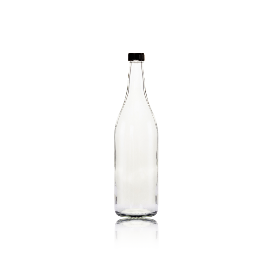 1L Glass Bottle with Black Lid Starlight Flint