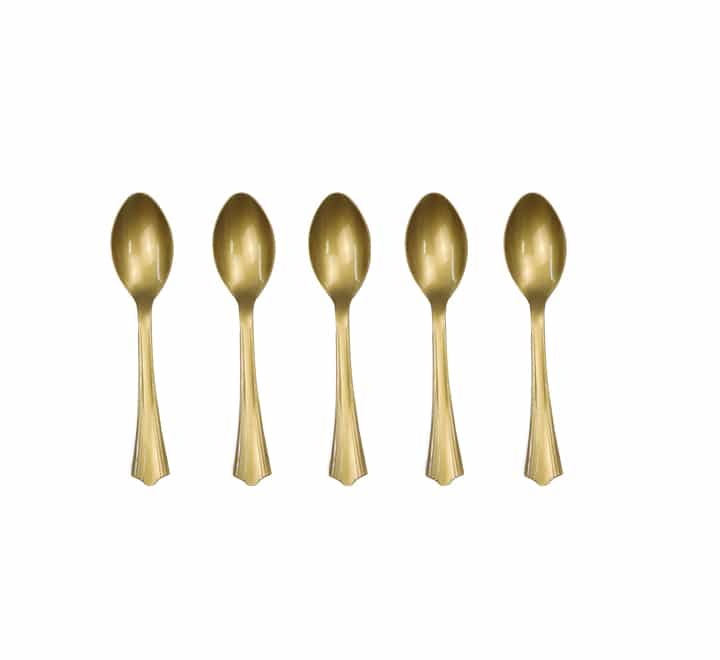 Plastic Ice Cream Spoons 8.5cm Disposable 50pack Gold