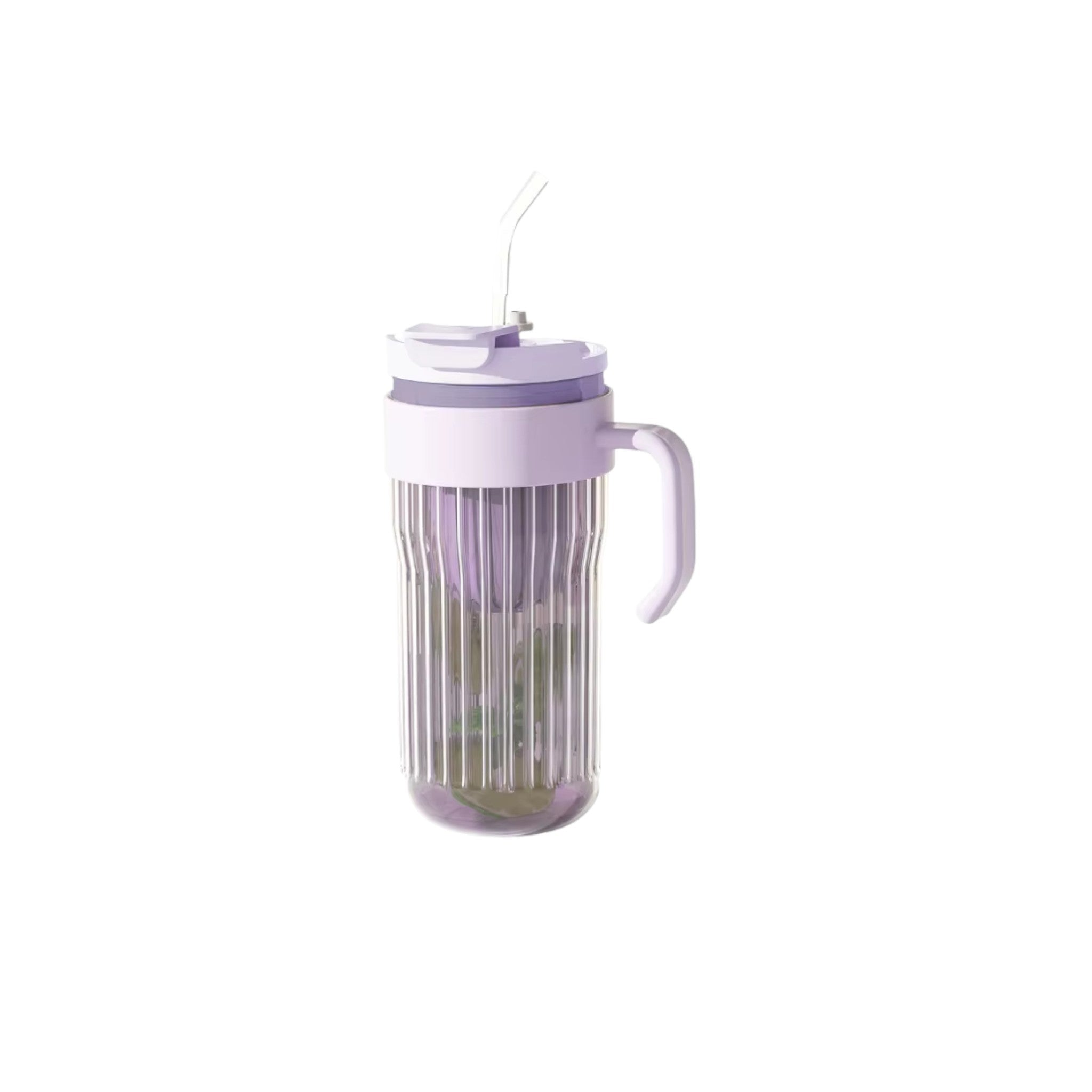 Eco-Friendly Ribbed Glass Coffee and Tea Mug with Strainer & Straw 580ml