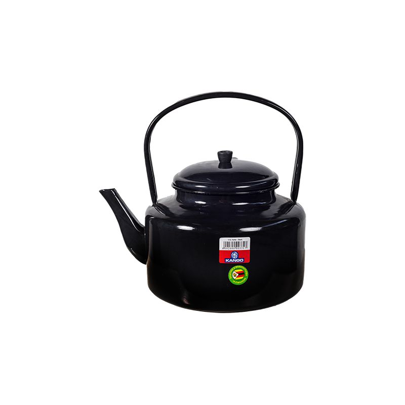 Kango Enamel Teapot 3.5L Kettle Black BK12335