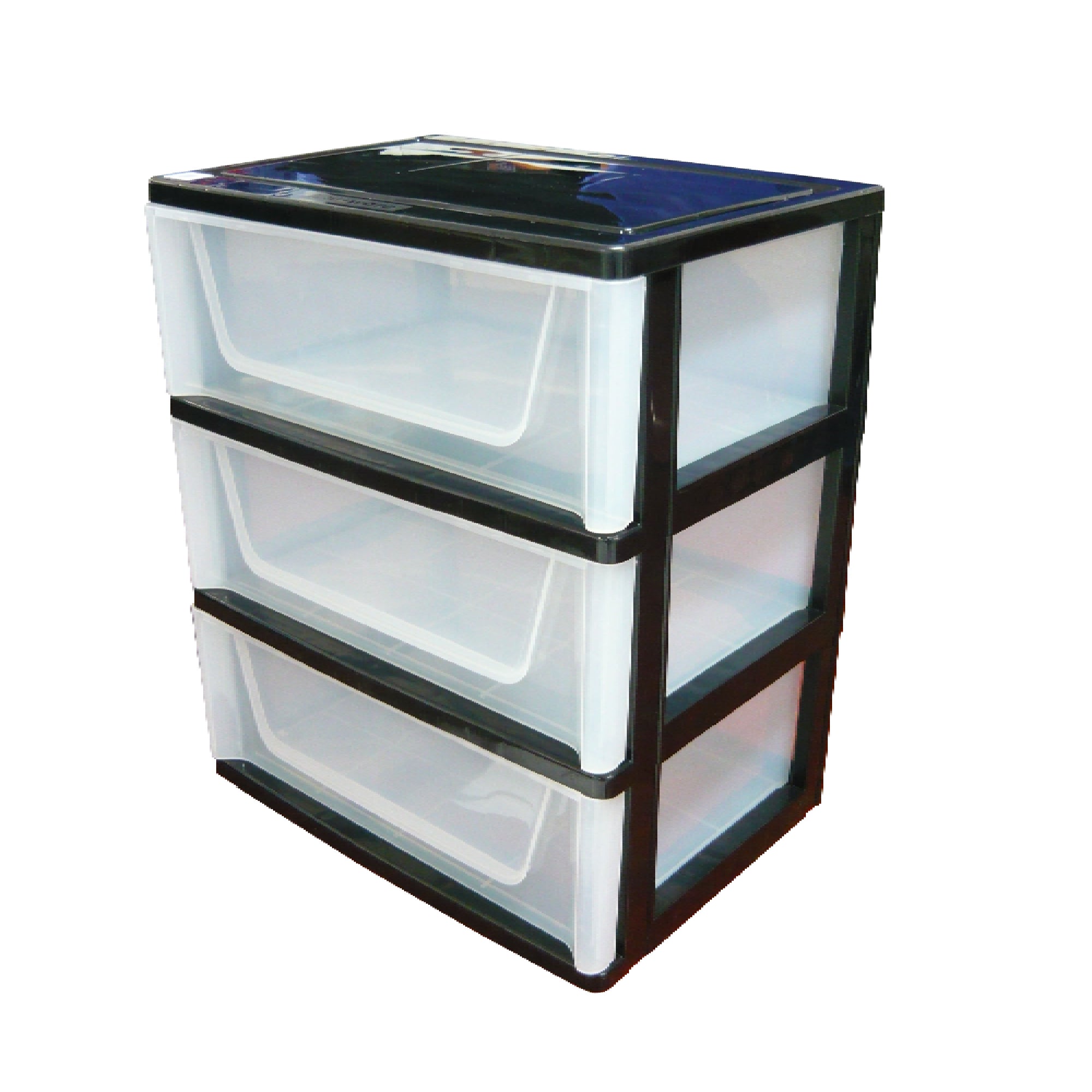 Nu Ware Super Drawers 3-Tier Black & Clear Draws