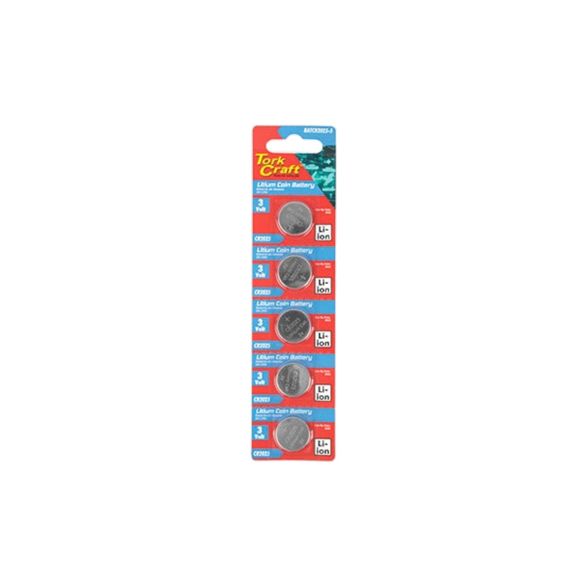 Tork Craft 3V Lithium Coin CR2025 Batteries 5pcs