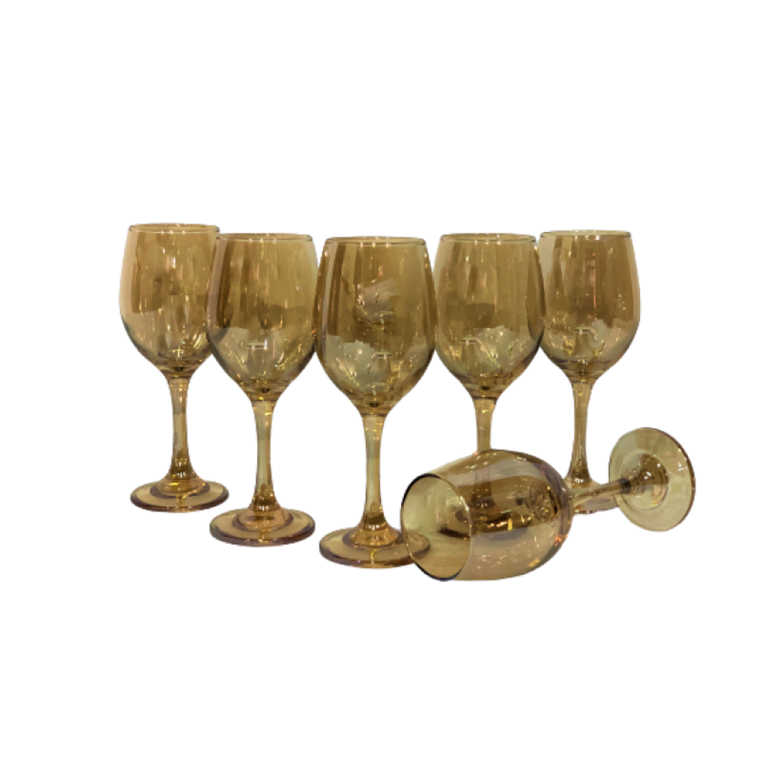 Glass Tumbler 310ml Wine Goblet Gold 6pack GL1793