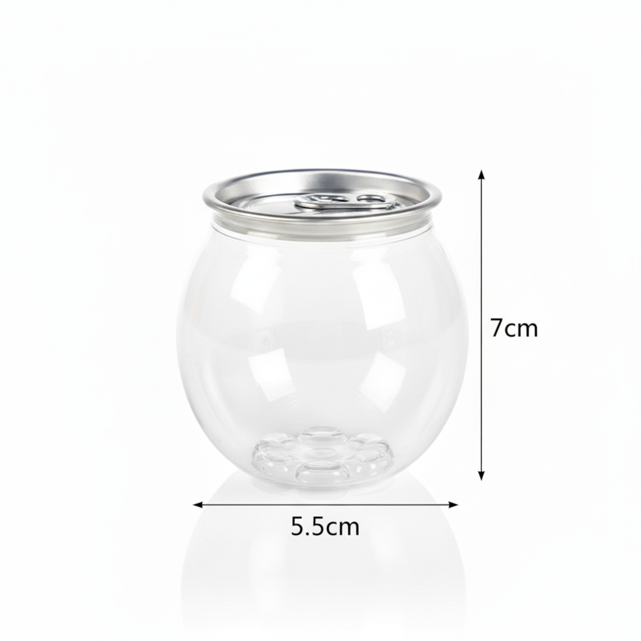 200ml Round Food Grade Plastic Drinking Clear Can with Aluminium Pull Tab Lid