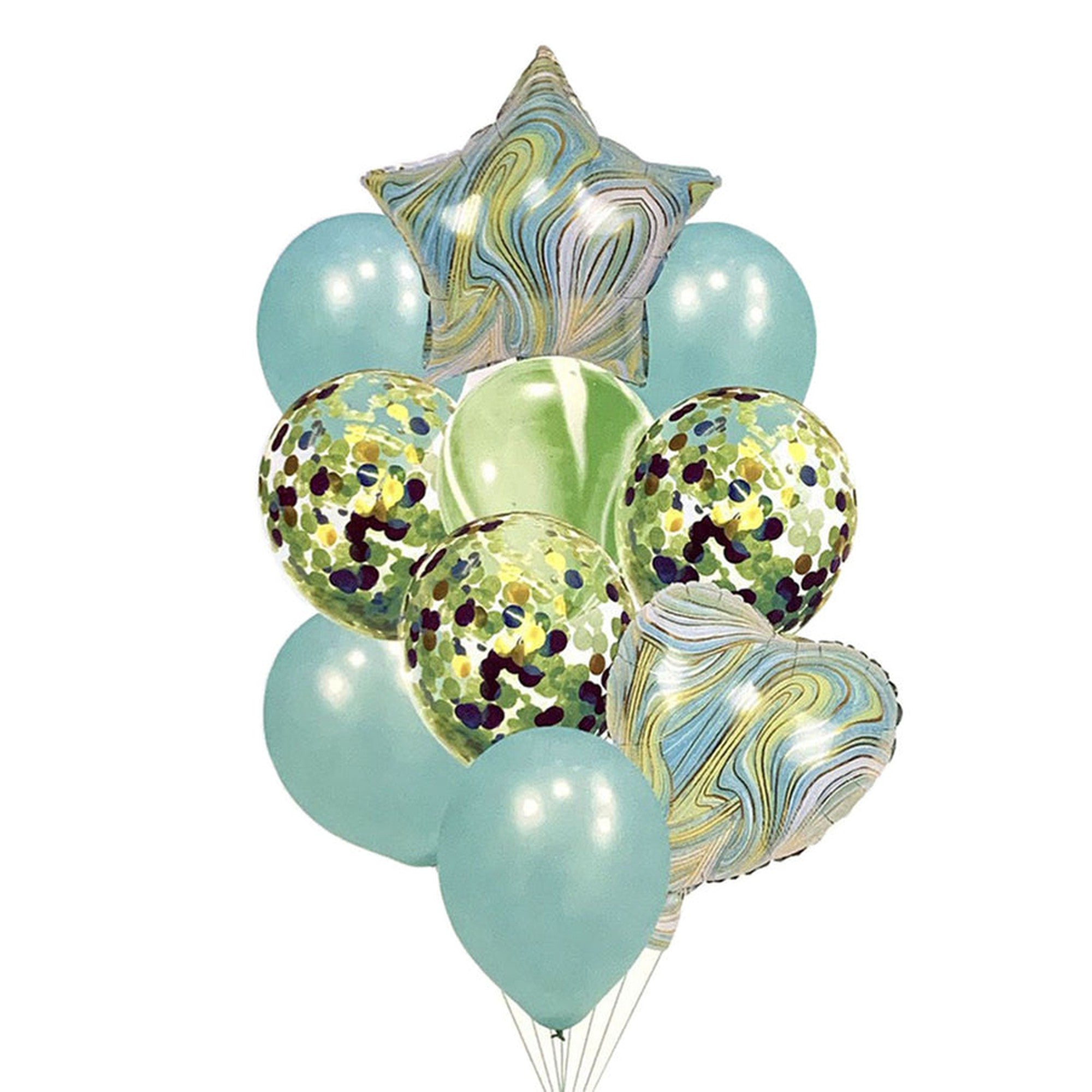 Party Star & Heart Latex Marble Balloon 10piece Set