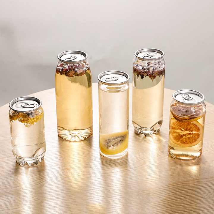 Food Grade Plastic Drinking Clear Can 550ml with Aluminium Lid 6.7x16.8cm