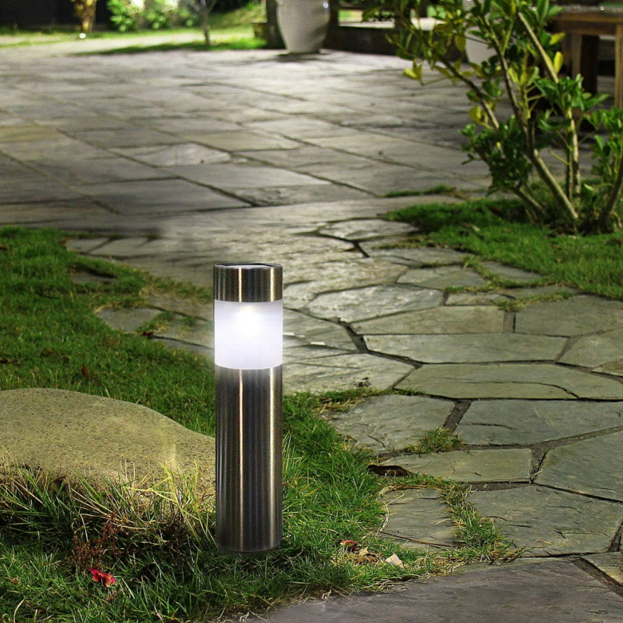 Solar Garden Light 30cm Stainless Steel In PDQ