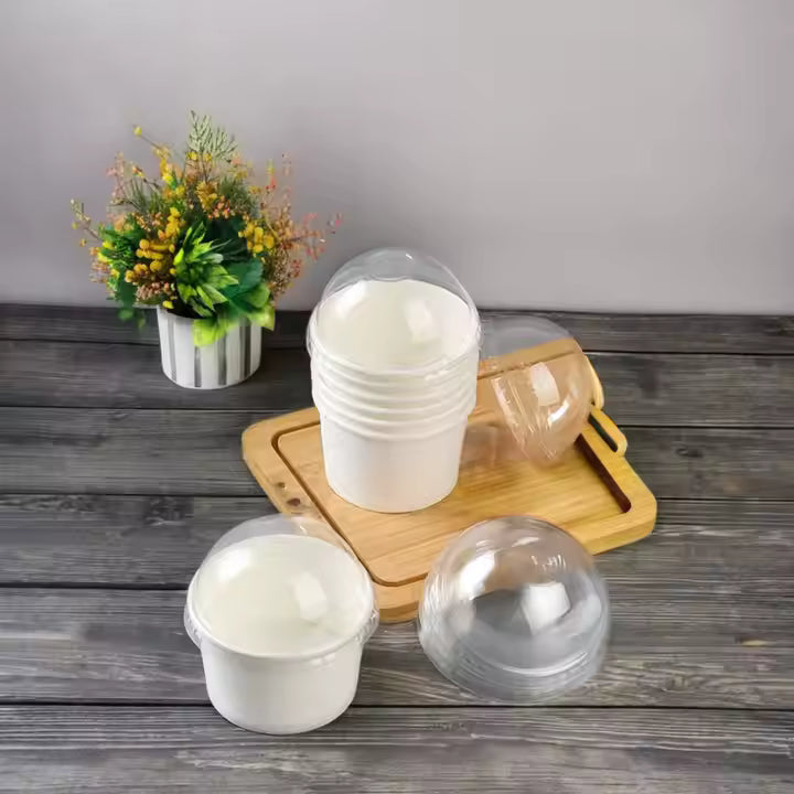 Ice Cream Paper Cups 150ml Vintage Tubs White 5pcs