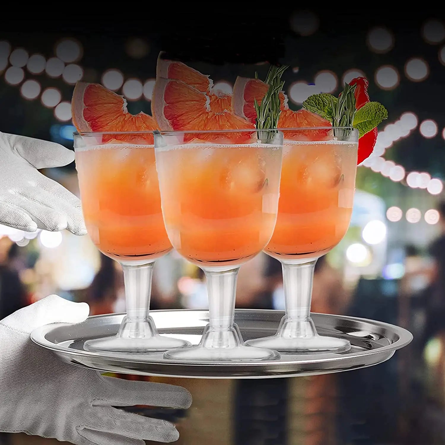 Acrylic Plastic Mini Stemmed Reusable Dessert Cups 140ml 10pack 7x6.3cm