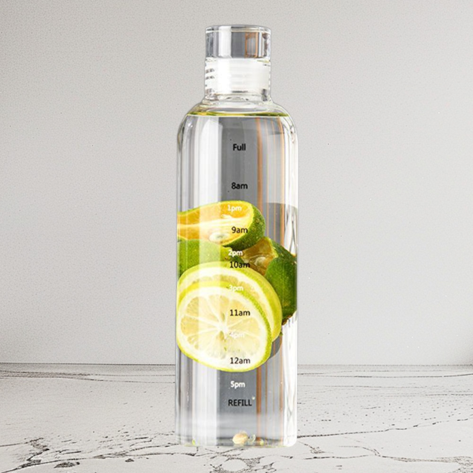 Elegant Time-Scale Sports Water Bottle Borosilicate Glass 550ml - Leak Proof 23x6.5cm