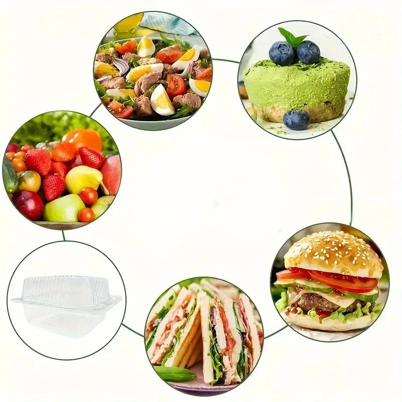 Disposable Takeaway Food Clamshell Storage Container 13x12+8cm - Hinged Flip Lid 10pack