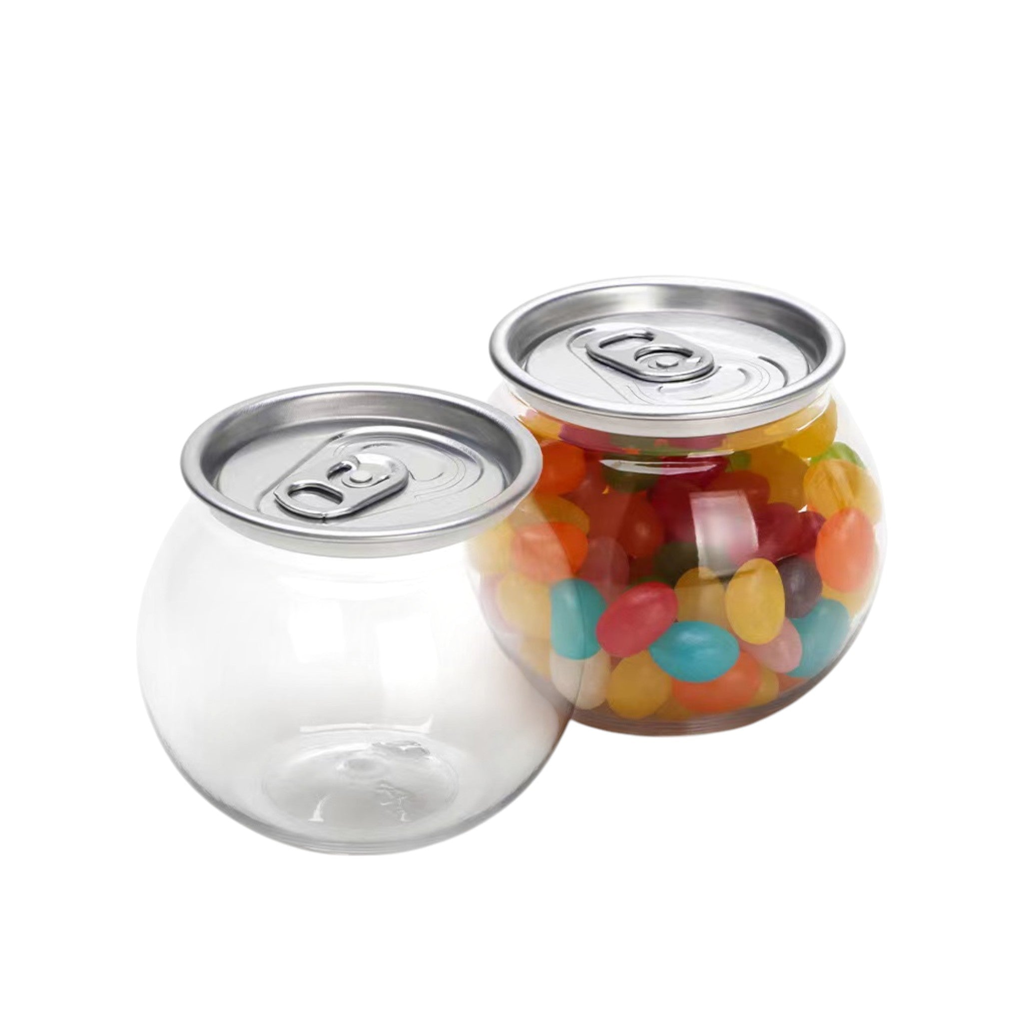 200ml Round Food Grade Plastic Drinking Clear Can with Aluminium Pull Tab Lid