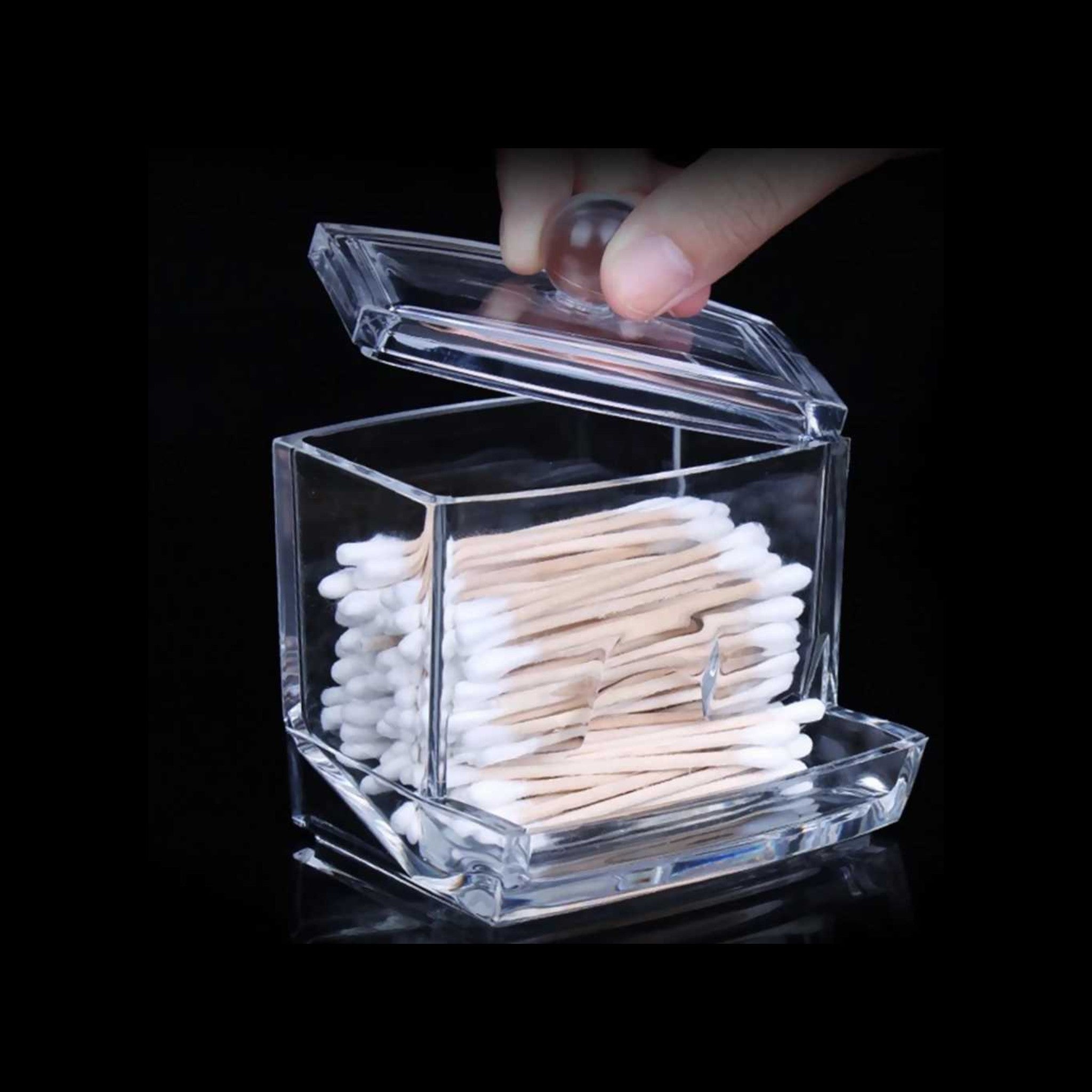 Modern Cotton Cosmetic Storage Box with Lid - Clear Plastic