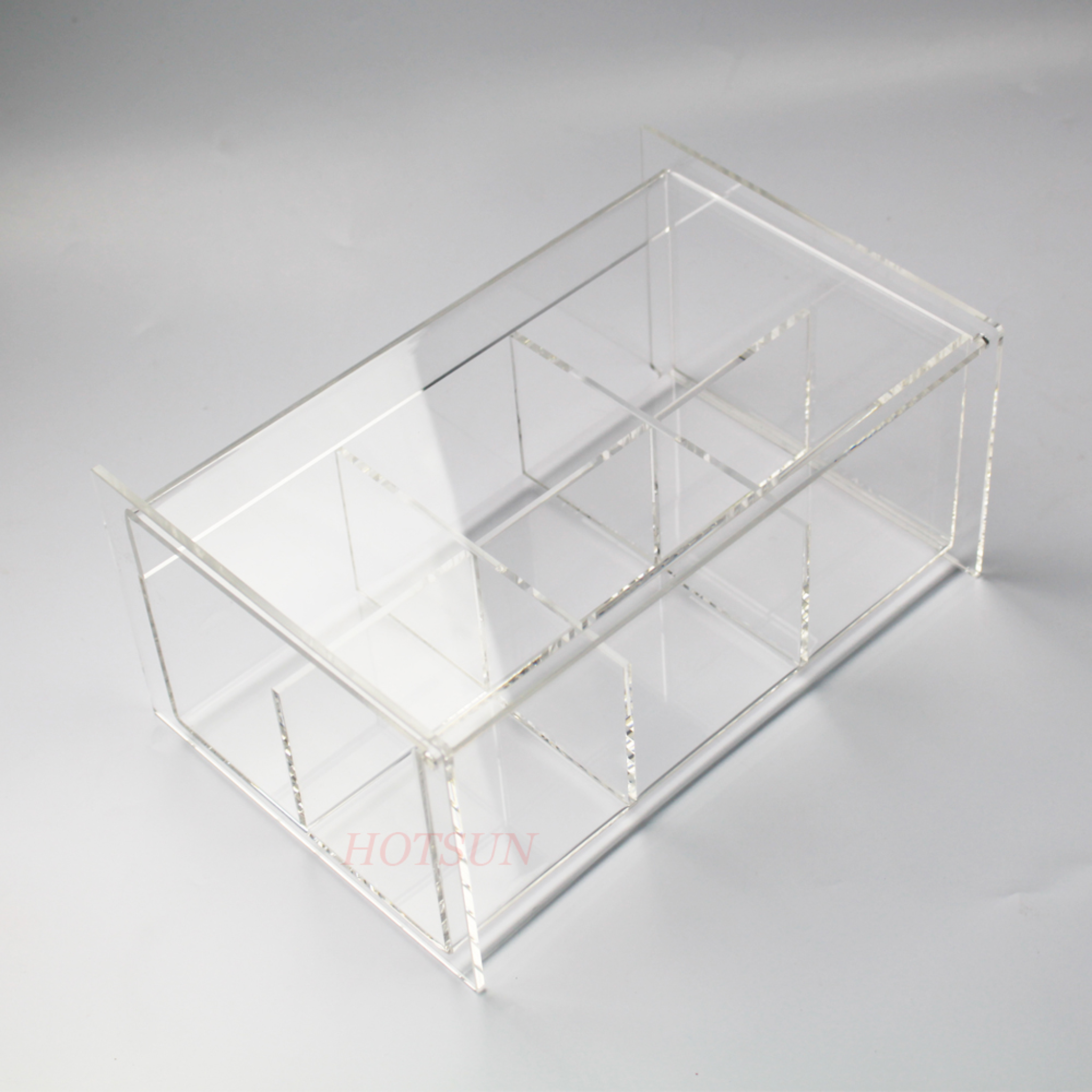 Modern Tea Storage Box 3-Compartments Organizer with Lid - Clear Acrylic Plastic