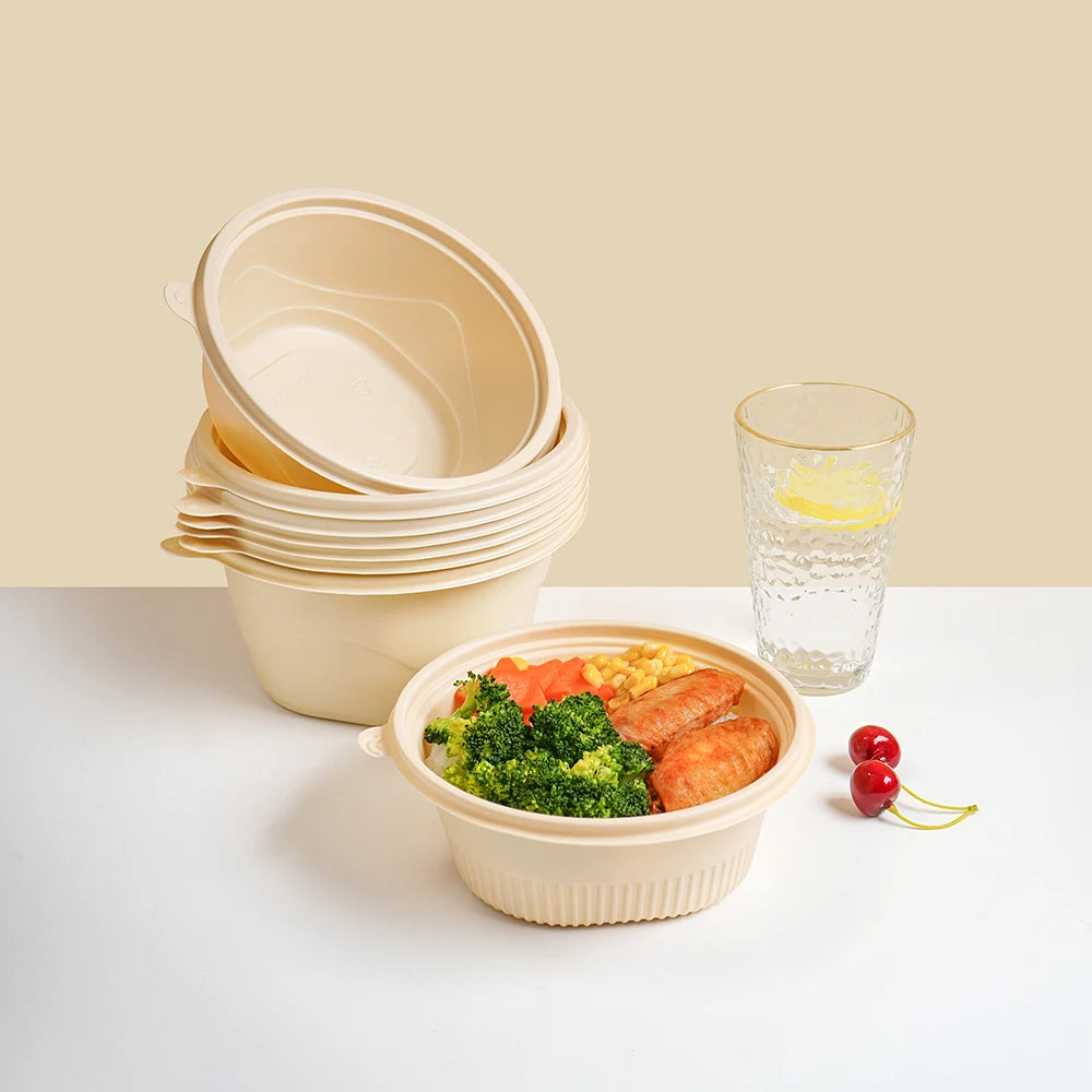 Microwavable Takeaway Food Bowls 17.5cm Biodegradable Eco Friendly 10pack