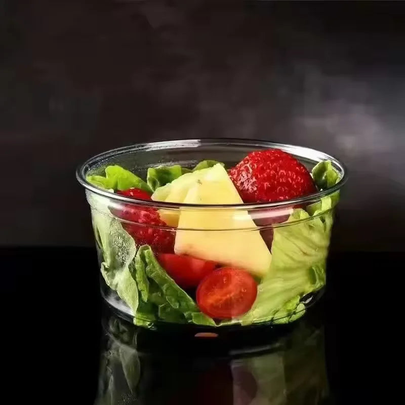 Disposable PP Takeaway Food Round Storage Container - Clear Plastic Reusable Leakproof with Lid 10pack
