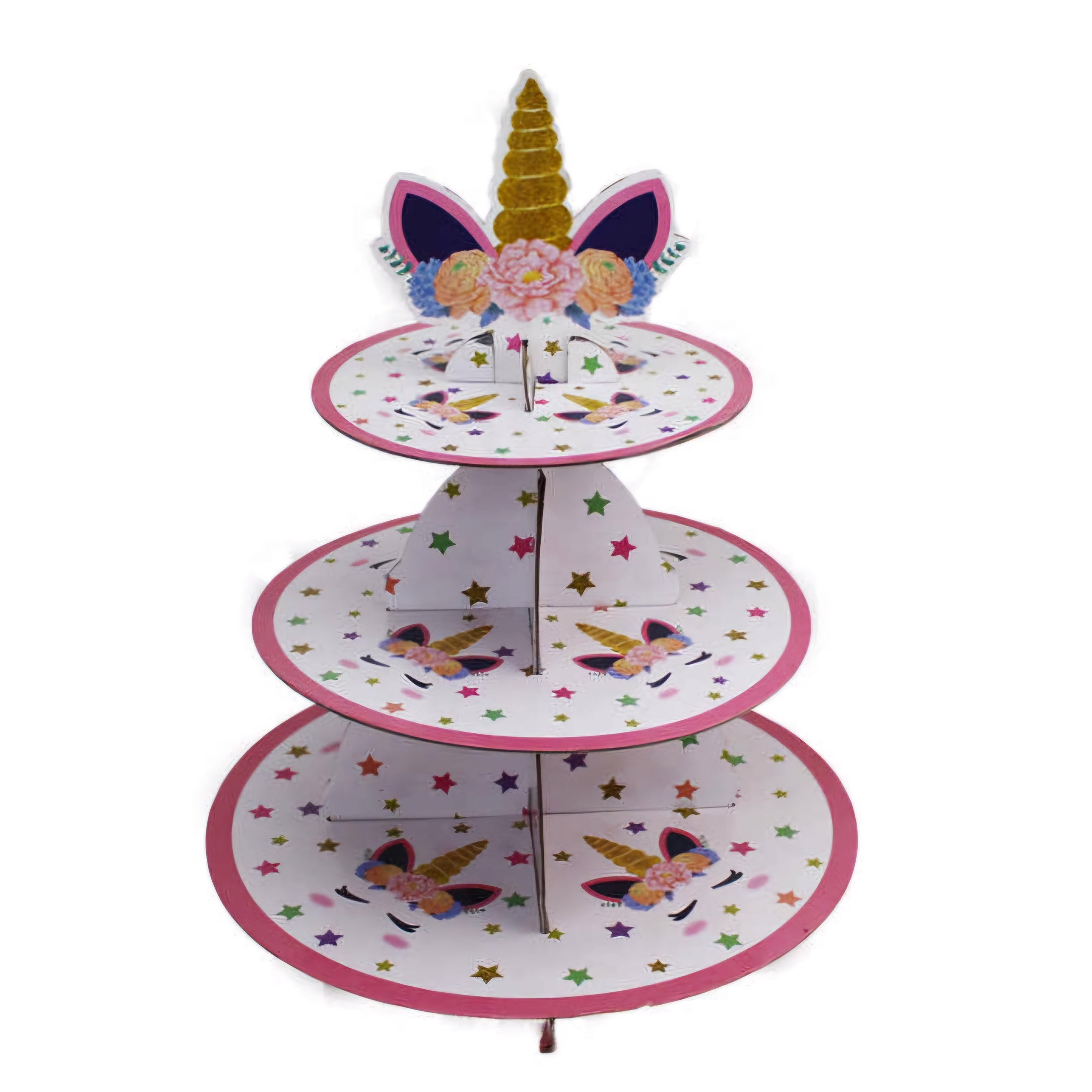 3-Tier Disposable Patisserie Cupcake Stand Cardboard Tray 26x30x36cm