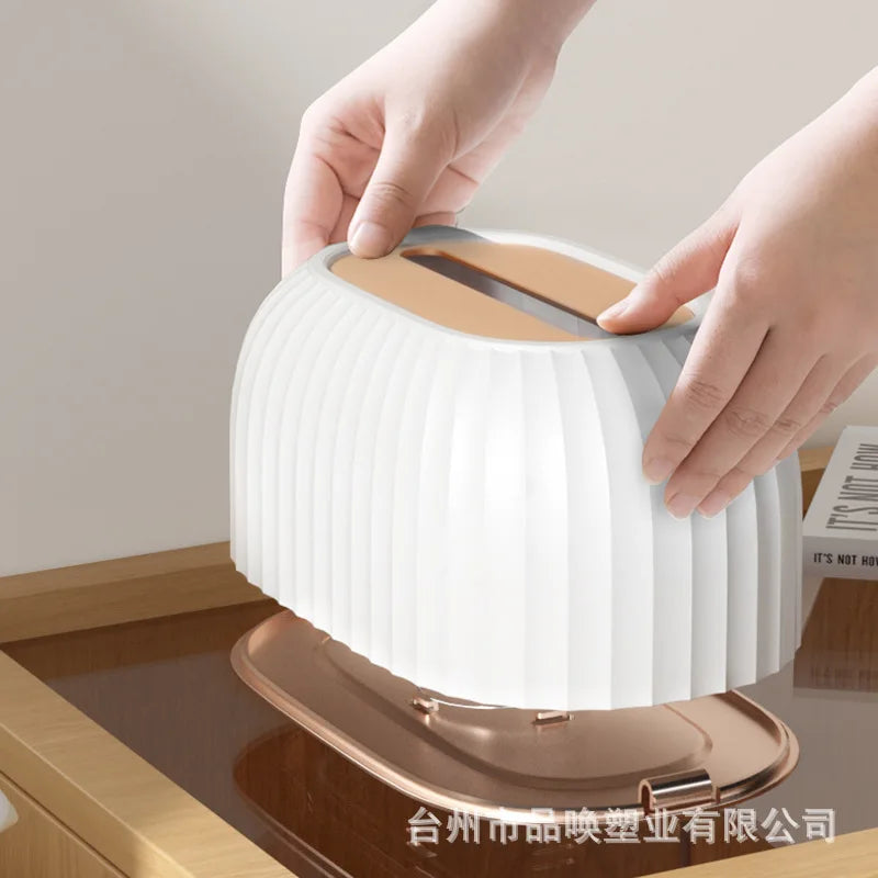 Acrylic Tissue Box Dispenser & Storage Organizer 22x13x10cm Spring-Loaded