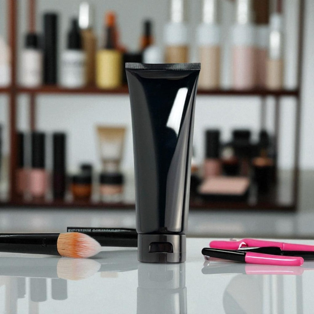 50ml Cosmetic Refillable Cream Tube Gloss Black
