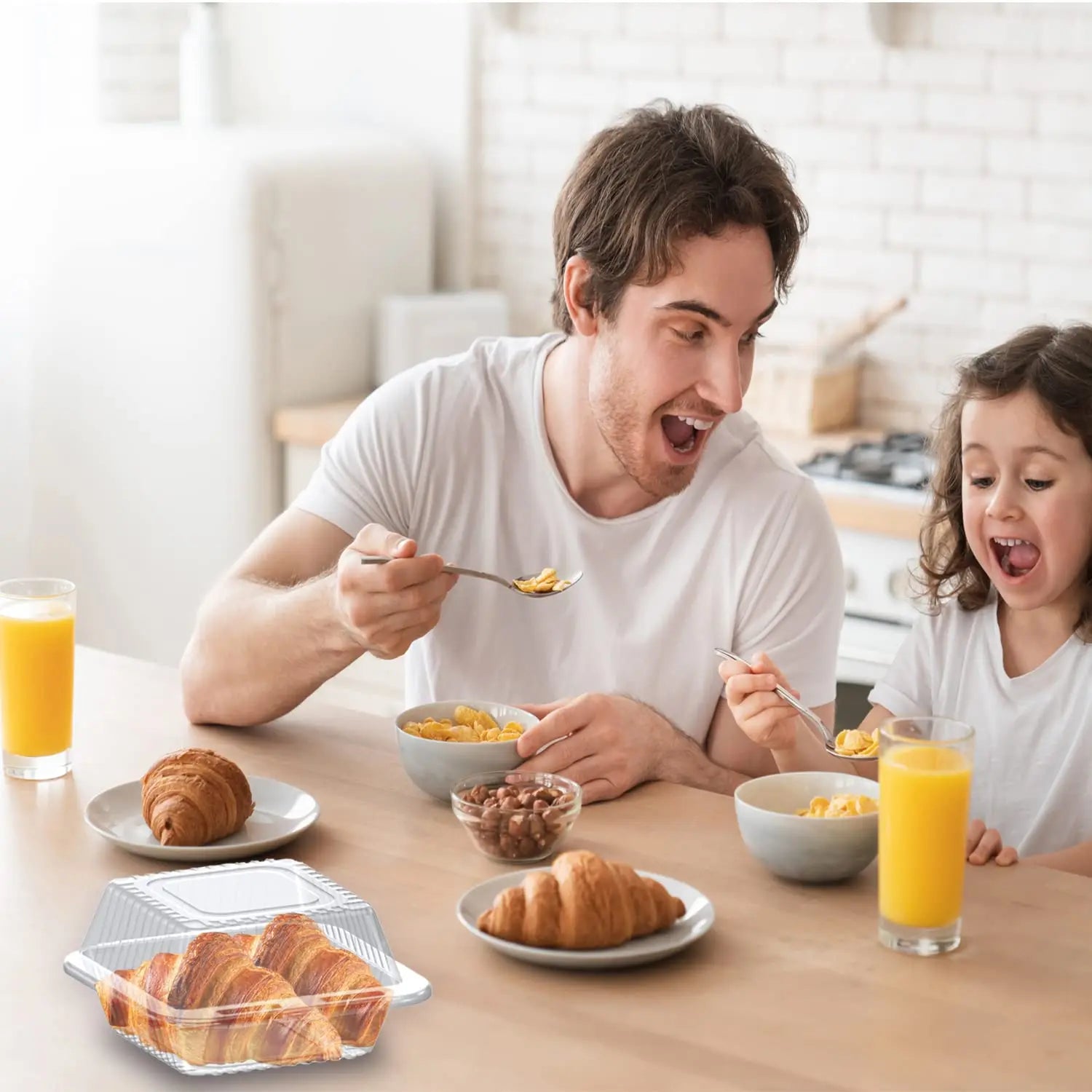 Disposable Takeaway Food Clamshell Storage Container 11x10cm - Hinged Flip Lid 10pack