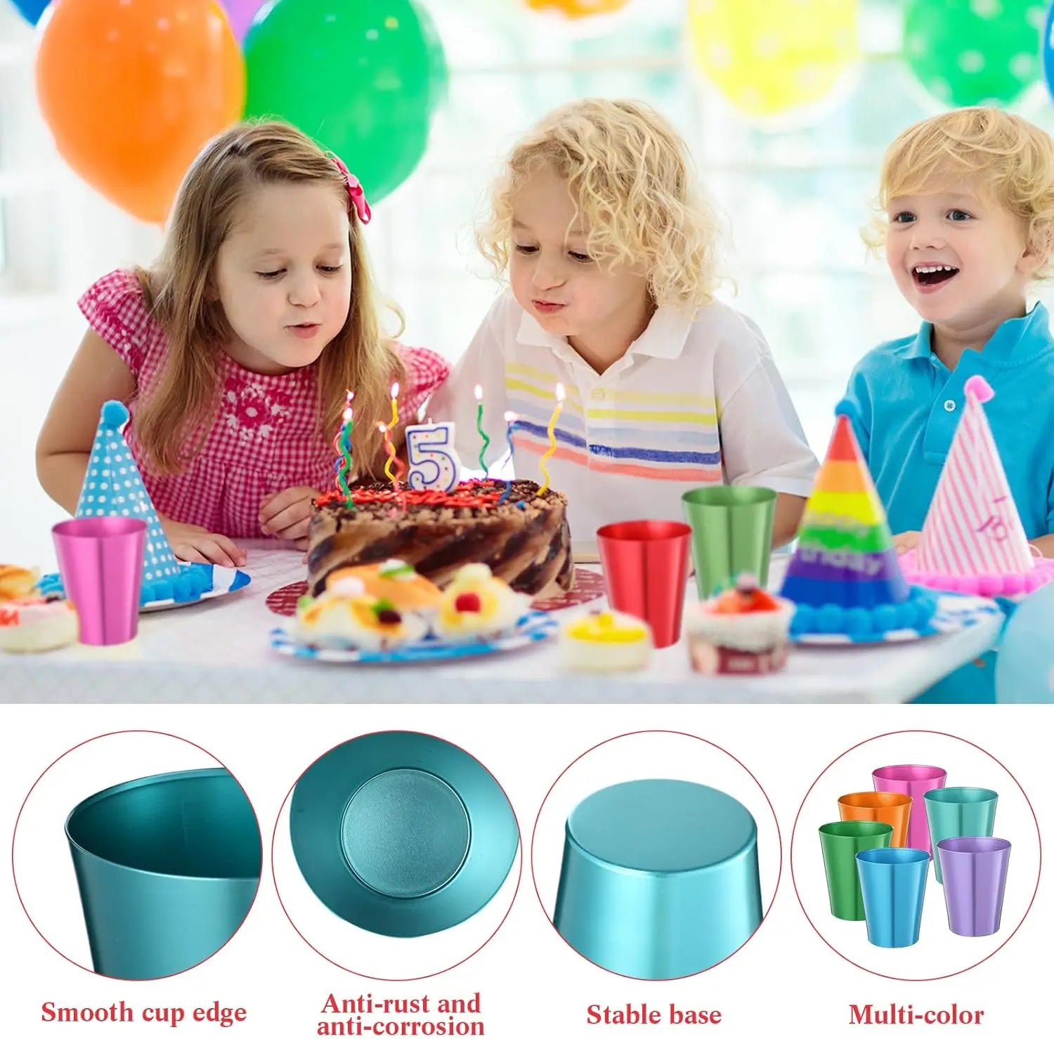 420ml Reusable Metallic Drinking Cup Tumbler with Lid & Straw