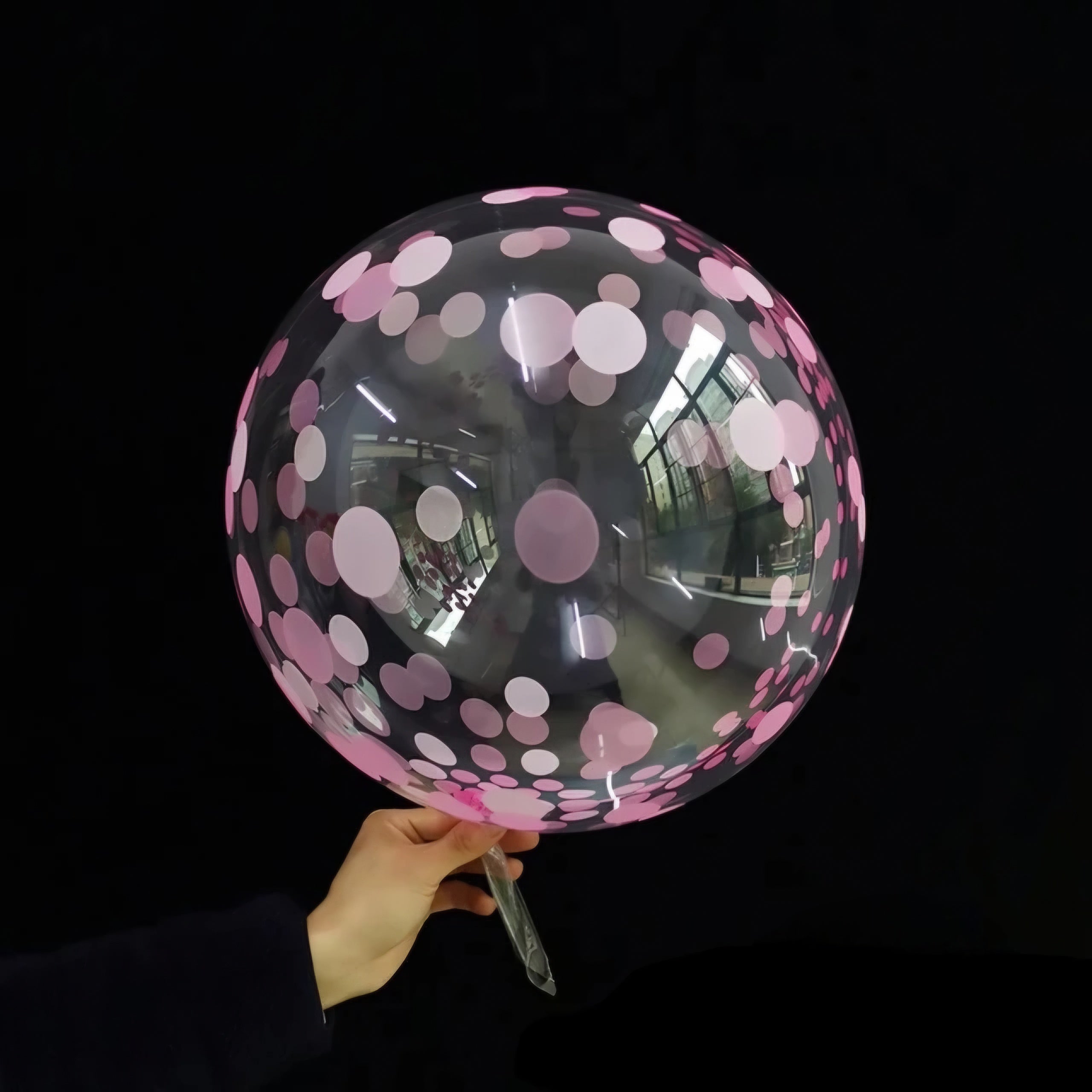 Bobo Balloon Clear 20inch with Pink Dot Print