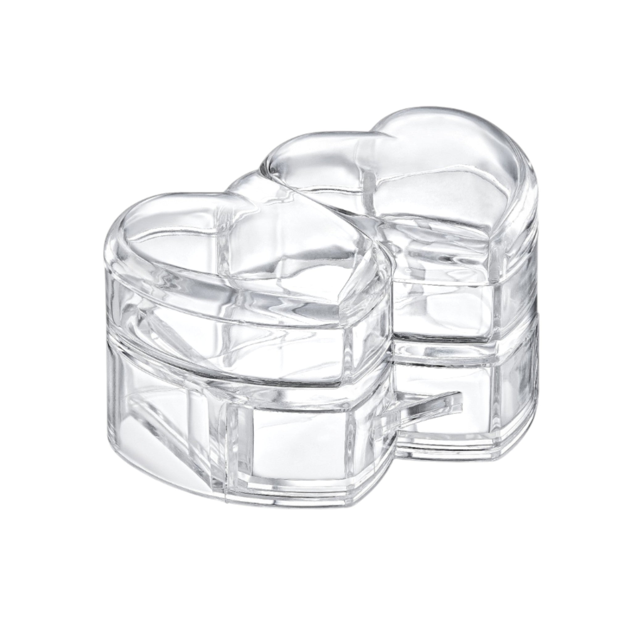 Modern Cosmetic Organizer Box- Clear Plastic Double Heart Shape