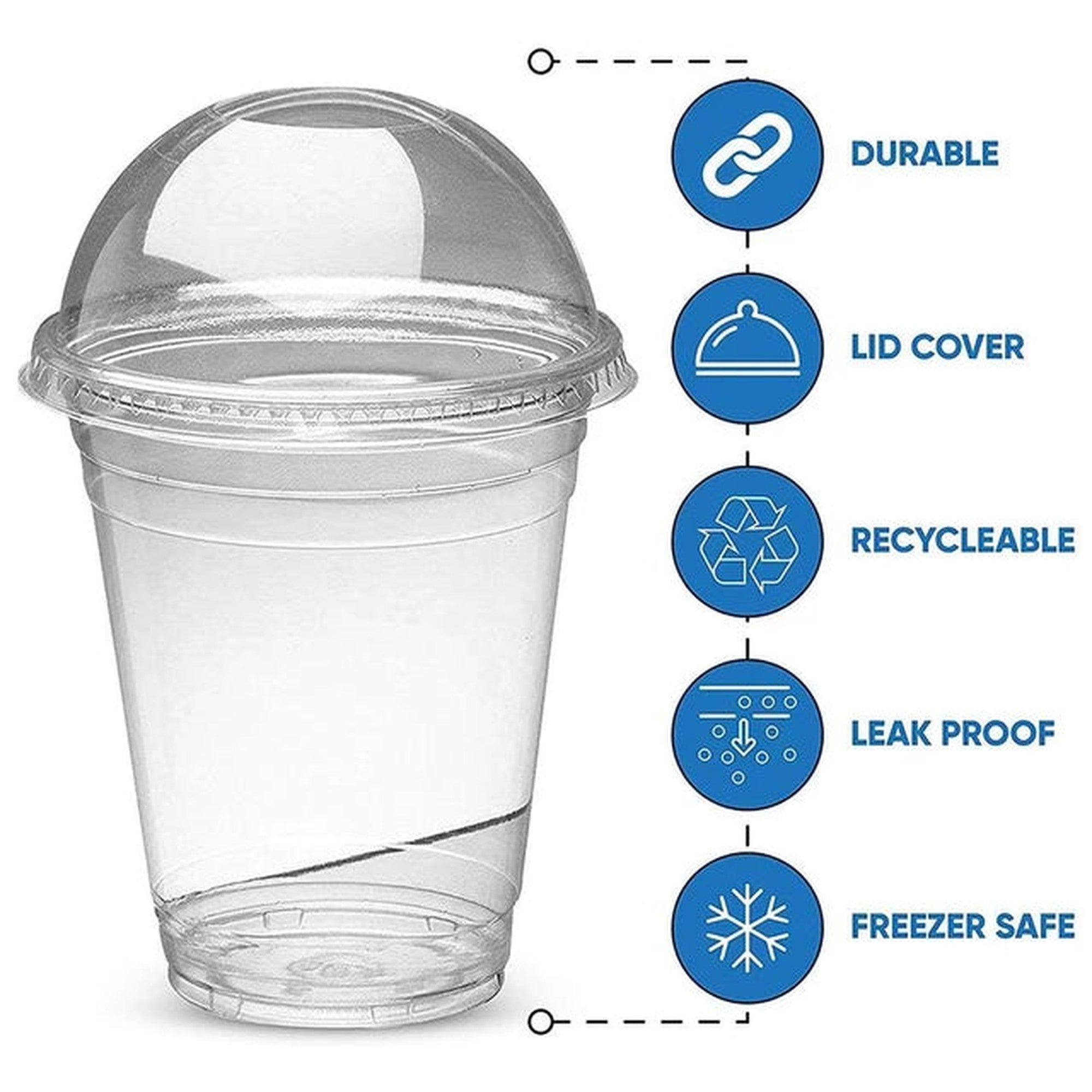 350ml Disposable PET Plastic Smoothie Cup with Dome Lid and Hole 10pack