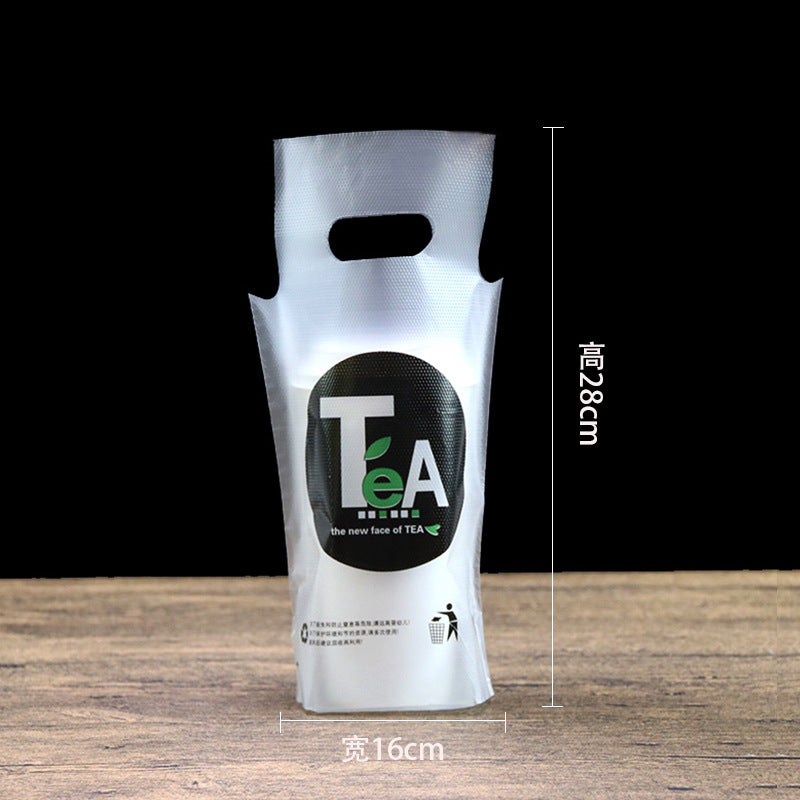 Disposable Bubble Tea-Coffee Plastic Carrier Bag Clear - 12microns 50pcs